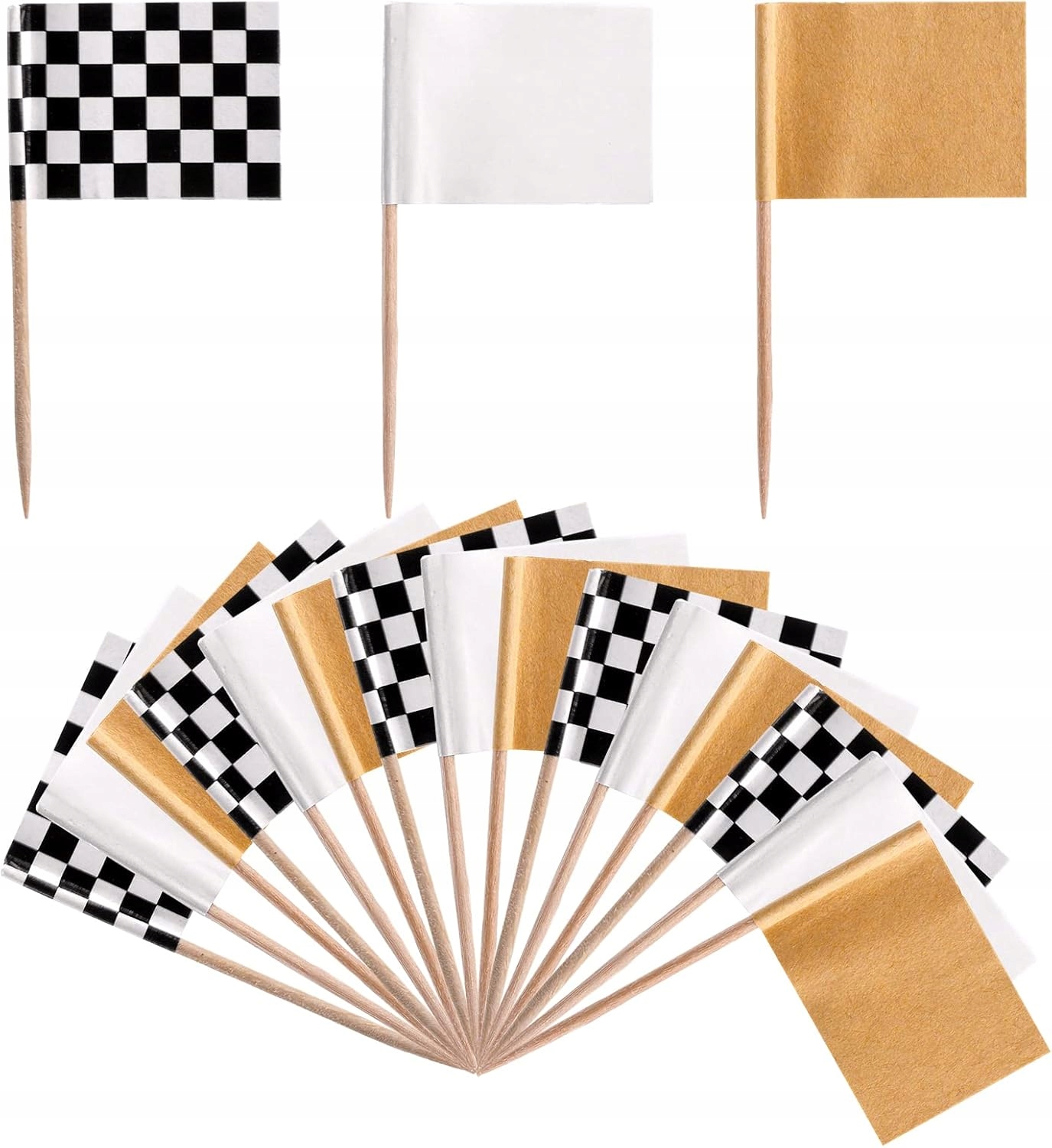 Levně 600 x Zápich Praporek 3 Vzory Označování Pokrmů Dekorace Dortových Koláčů