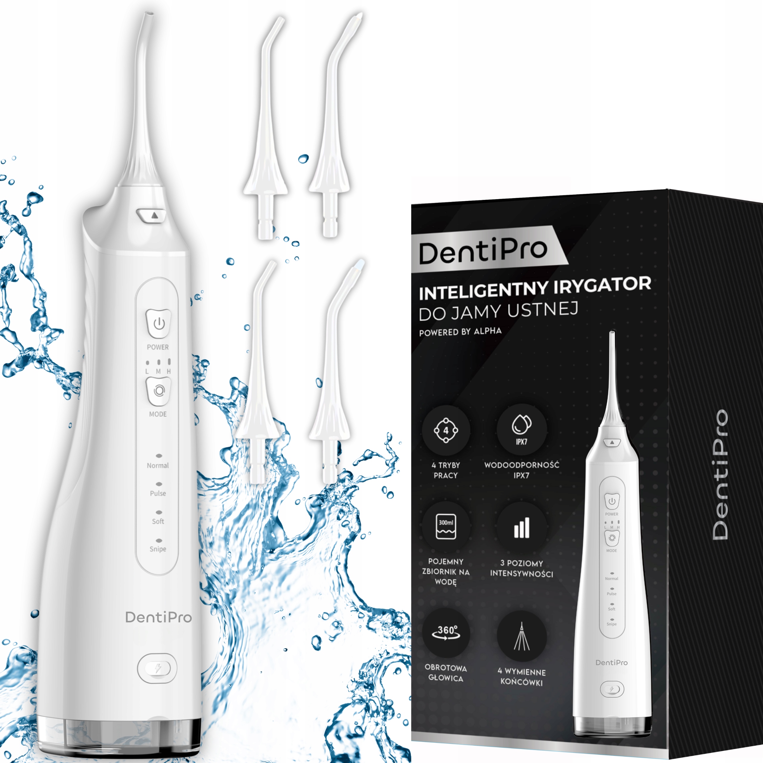 2 x Irygator do Zębów 4 Tryby +4 Dysze Profesjonalny, Bezprzewodowy i Sty