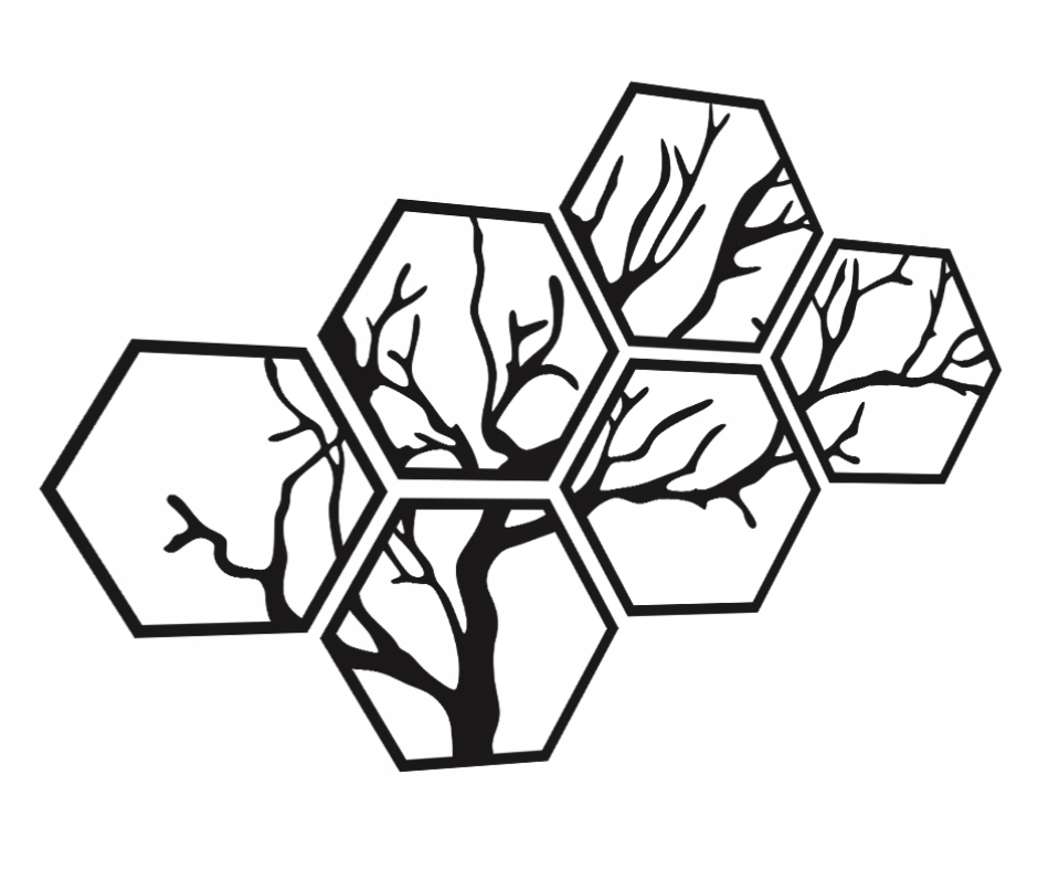 Ažurový Obraz Strom Do Kuchyně Obývacího Pokoje Nástěnná Dekorace Hexagon Panely 3D