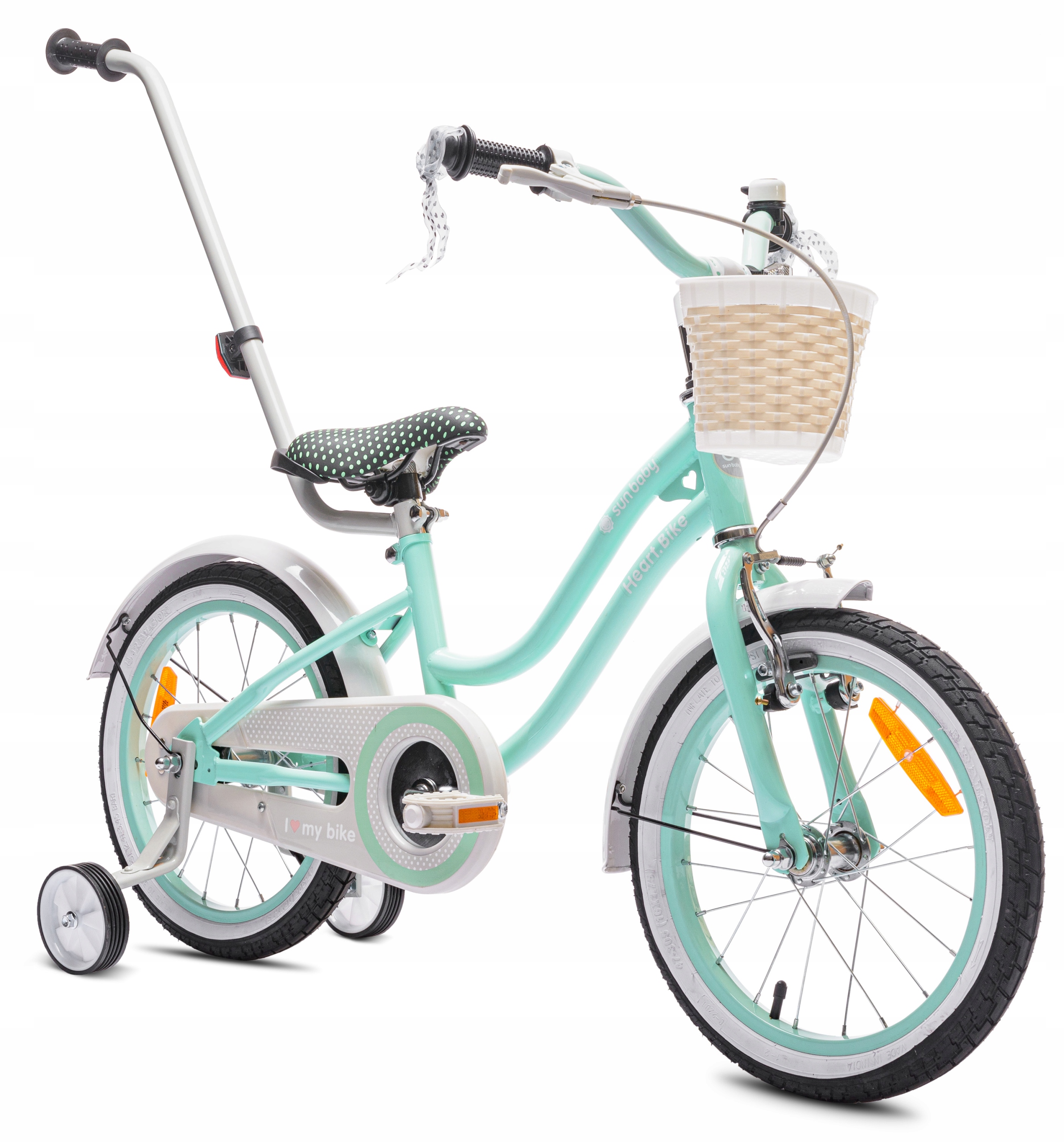 Rower dla dziewczynki 16 cali Prowadnik Kółka boczne Koszyk dziecięcy