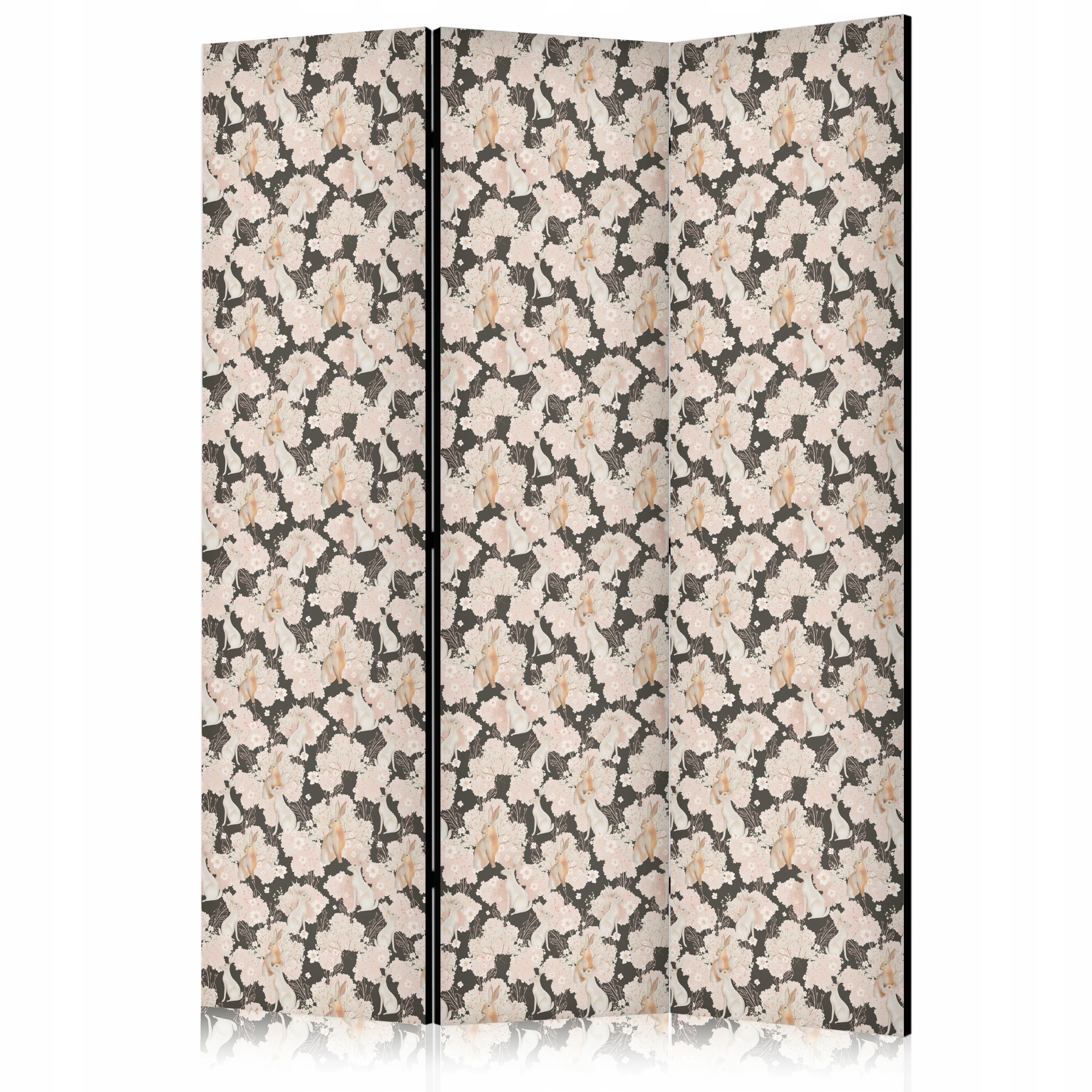 Paraván Akustický Pokojový 3-DÍLNÝ Polní Květiny Králíci Styl Boho 135x172