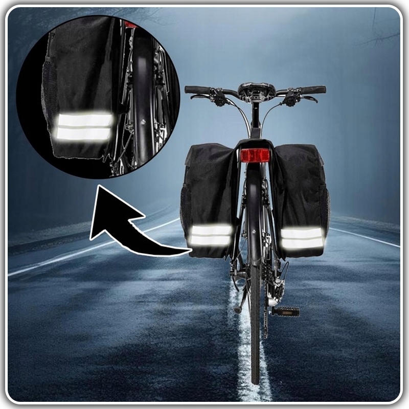 TORBA SAKWA ROWEROWA NA BAGAŻNIK rowerowy PODWÓJNA DUŻA POJEMNA + ODBLASKI Marka Stator