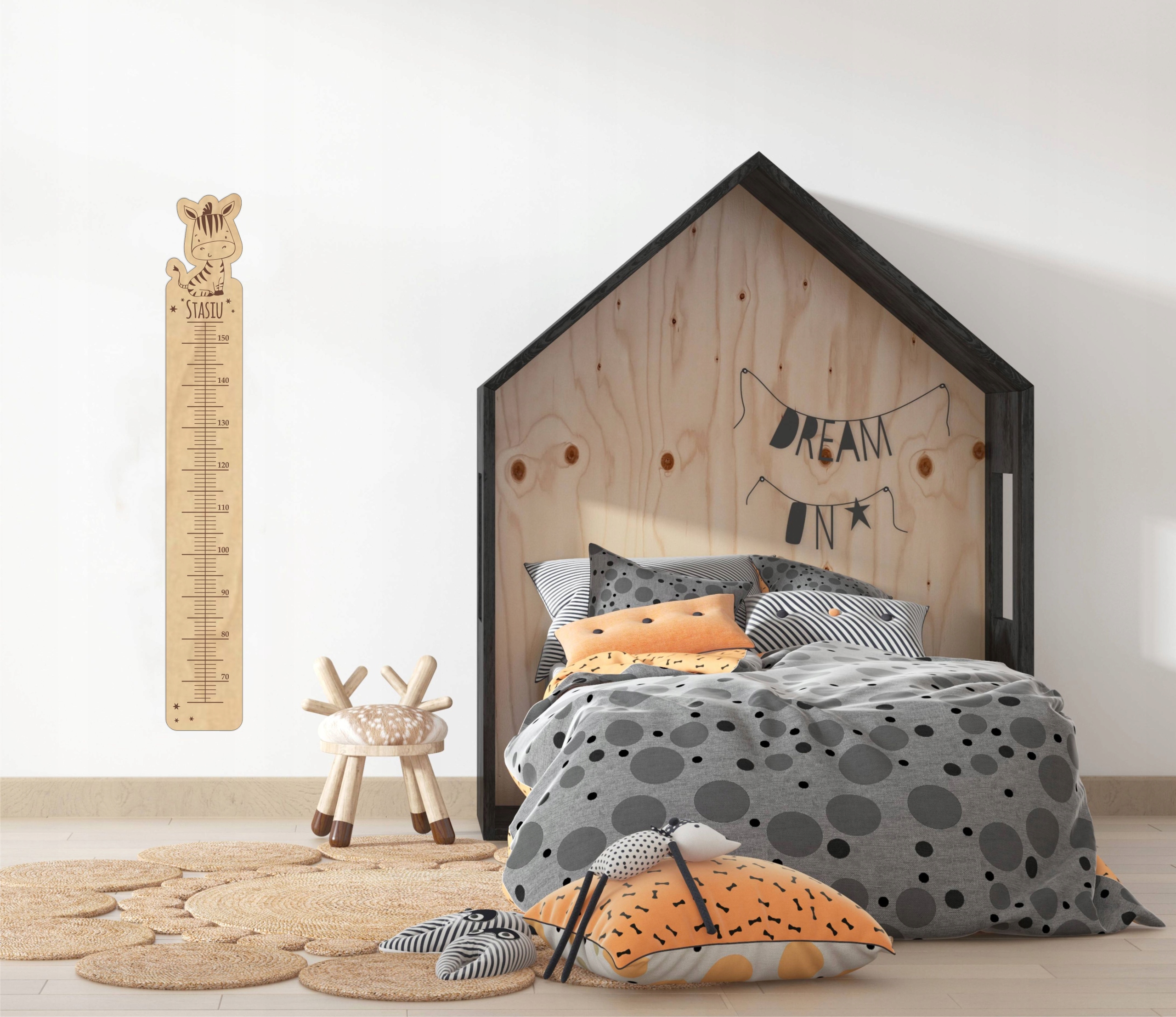 DREWNIANA MIARKA WZROSTU na ścianę DLA DZIECI imię Płeć chłopcy dziewczynki