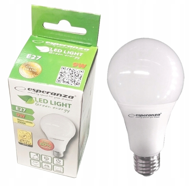 

5szt Esperanza Żarówka Led Kula E27 9W 60W 740LM