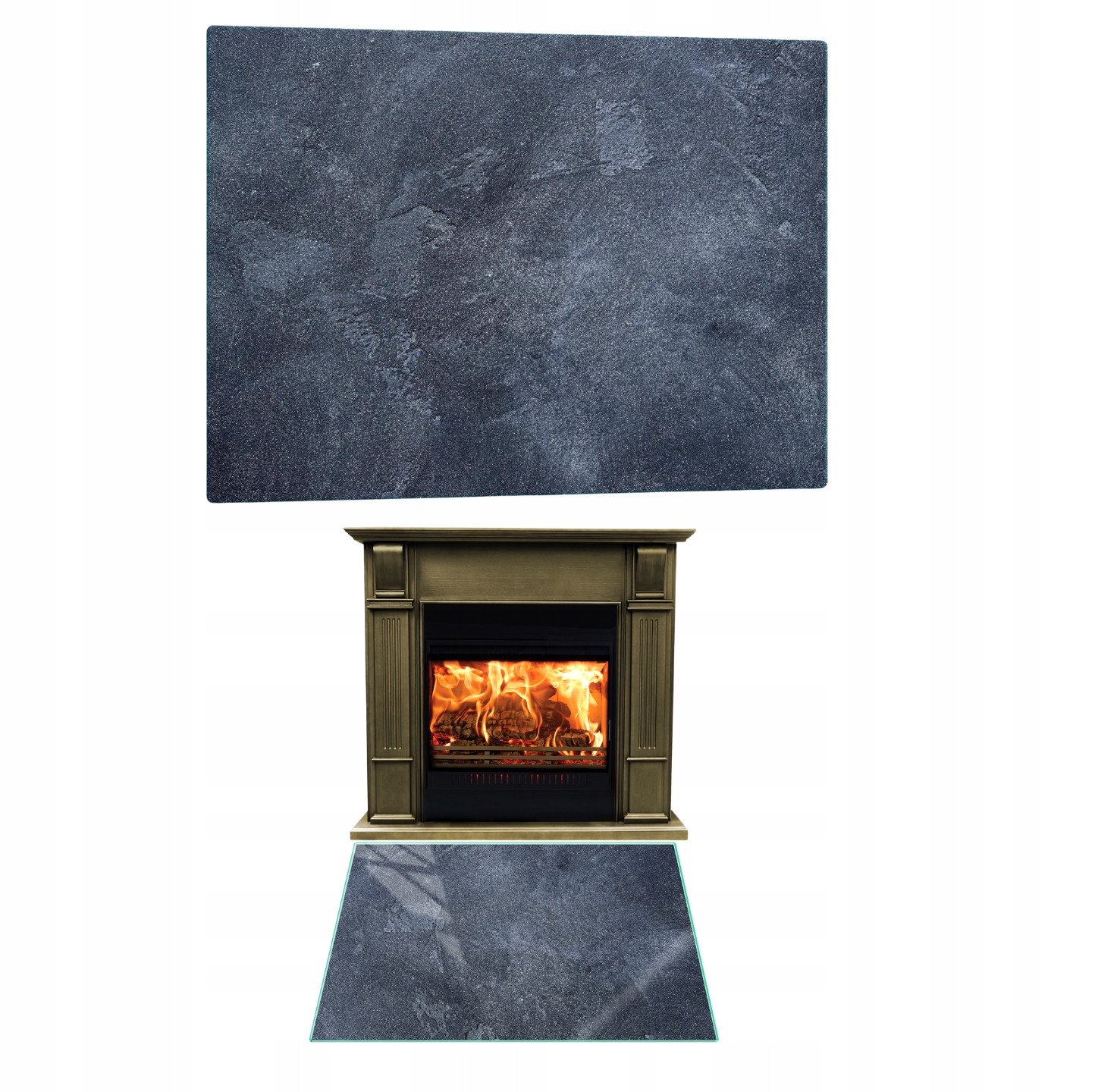 Sklo Podložka Kalená Krb Koza Kamna Rozměr 60x52cm Grafika Kámen