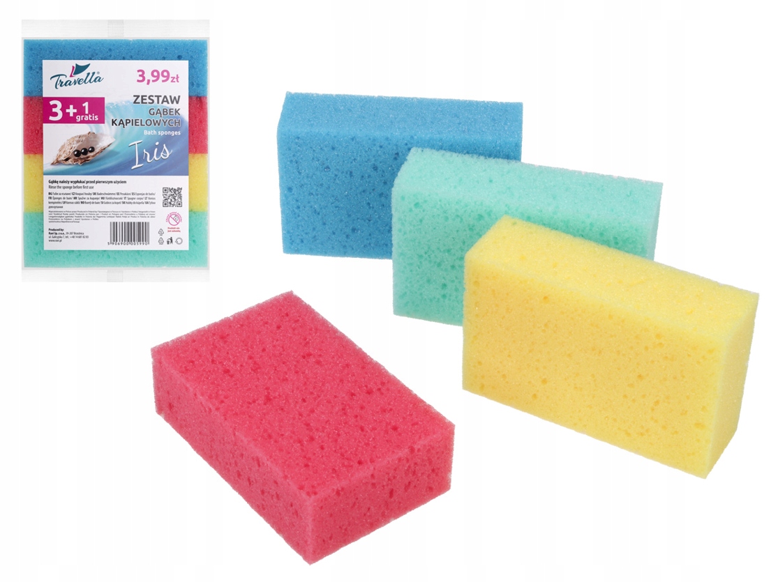 ZESTAW GĄBEK KĄPIELOWYCH IRIS 3+1szt