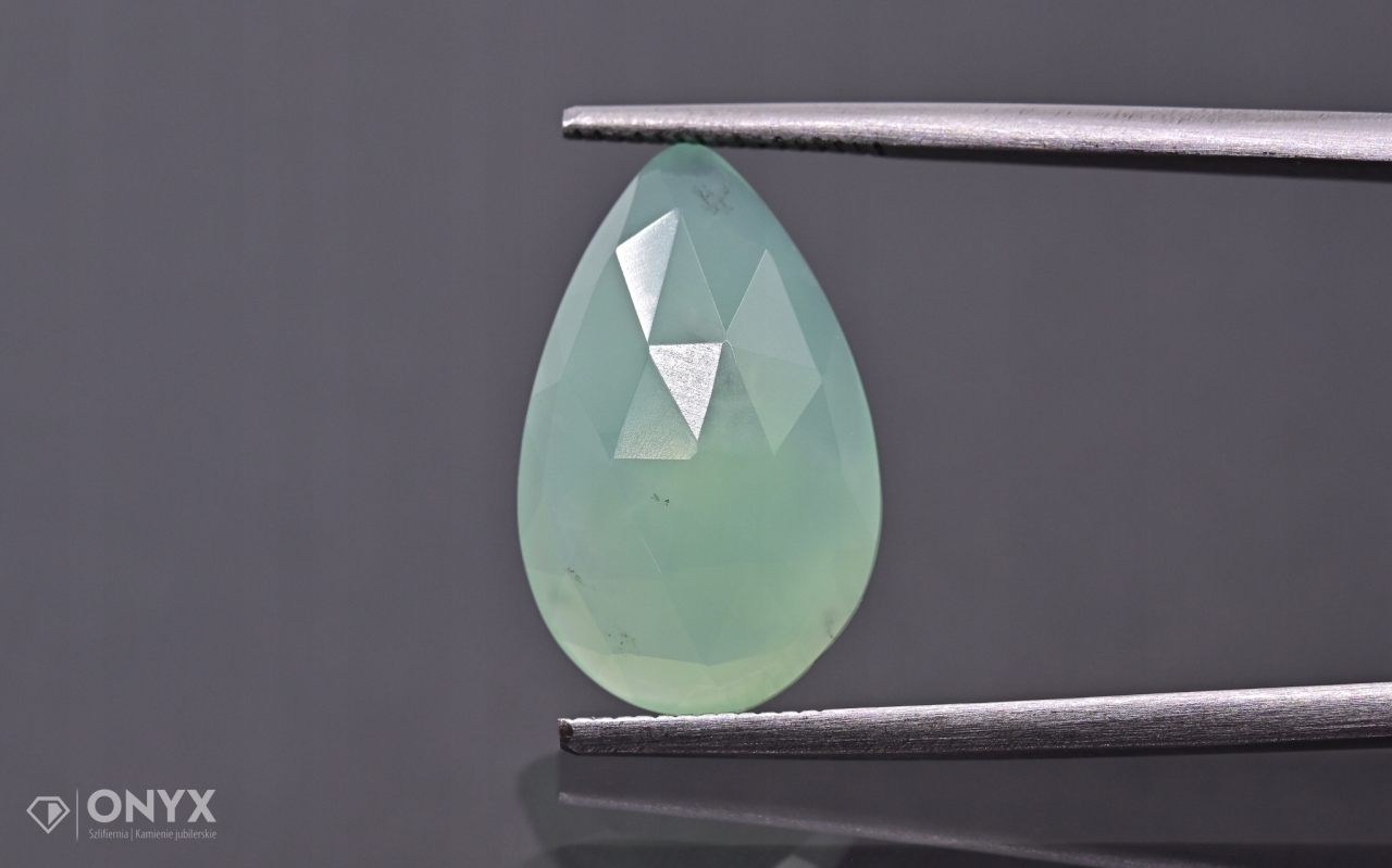 Chrysopraz fasetovaná rozeta slza 17x11 mm