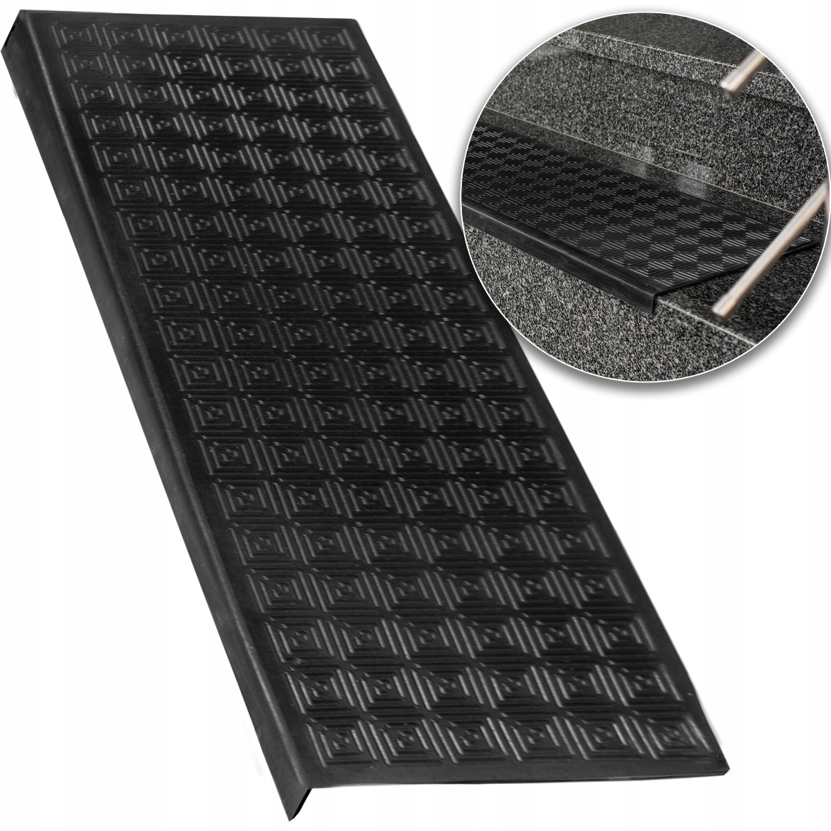 NAKŁADKI NA SCHODY TREPY ANTYPOŚLIZGOWE GUMOWE ZEWNĘTRZNE STOPNIE 25X75CM