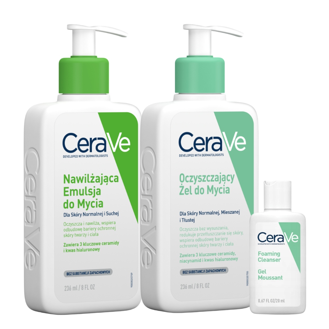 CeraVe zestaw prezentowy Emulsja Nawilżająca 236ml, Żel Oczyszczający 236ml