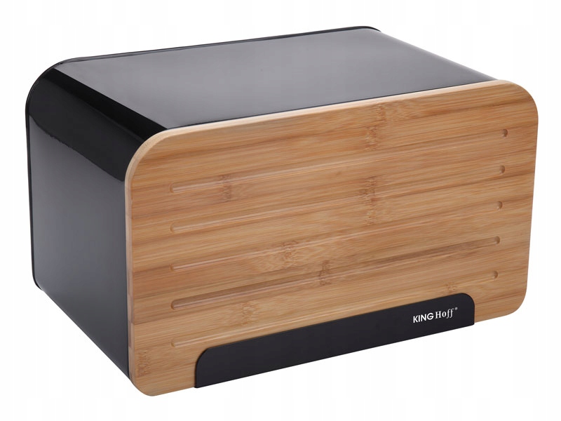 Chlebak stalowy z deską do krojenia pojemnik na pieczywo chleb bułki CZARNY