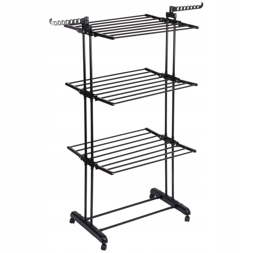 Levně Sušák Na Prádlo Kovová Černá Vertikální S Kolečky 170 cm