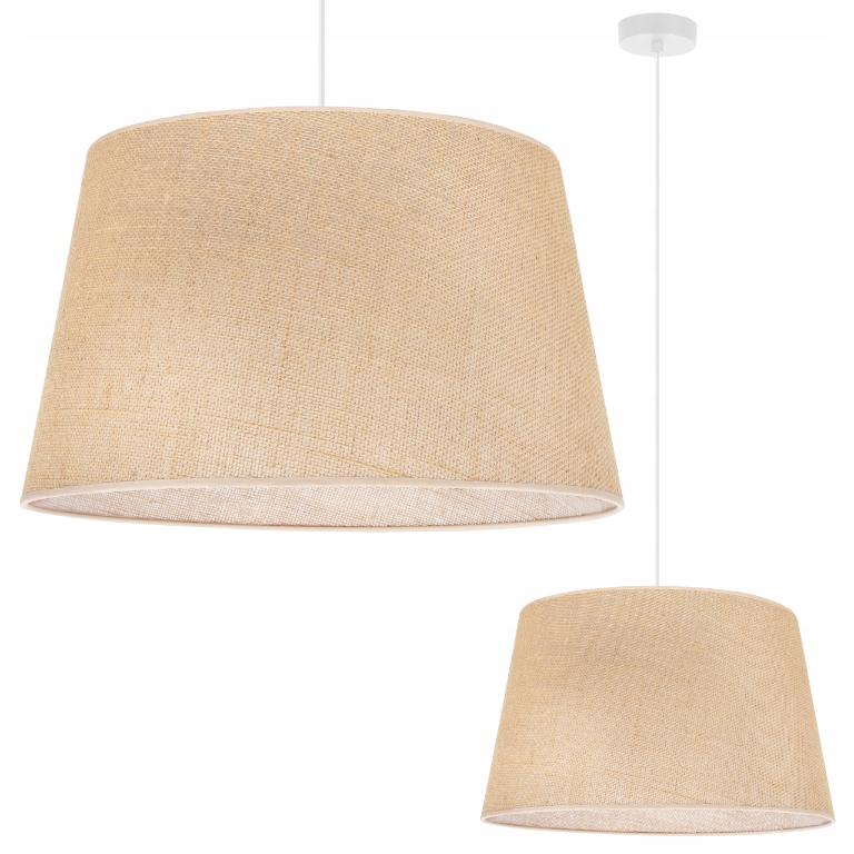 Závěsná Stropní Lampa Lustr Béžová Boho Velké Stínidlo Kužel Juta E27