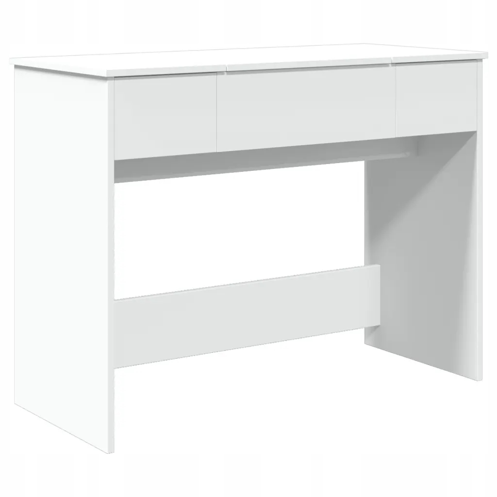 Bílý kosmetický stolek se zrcadlem, materiál na bázi dřeva, 100 x 45 x 76 cm