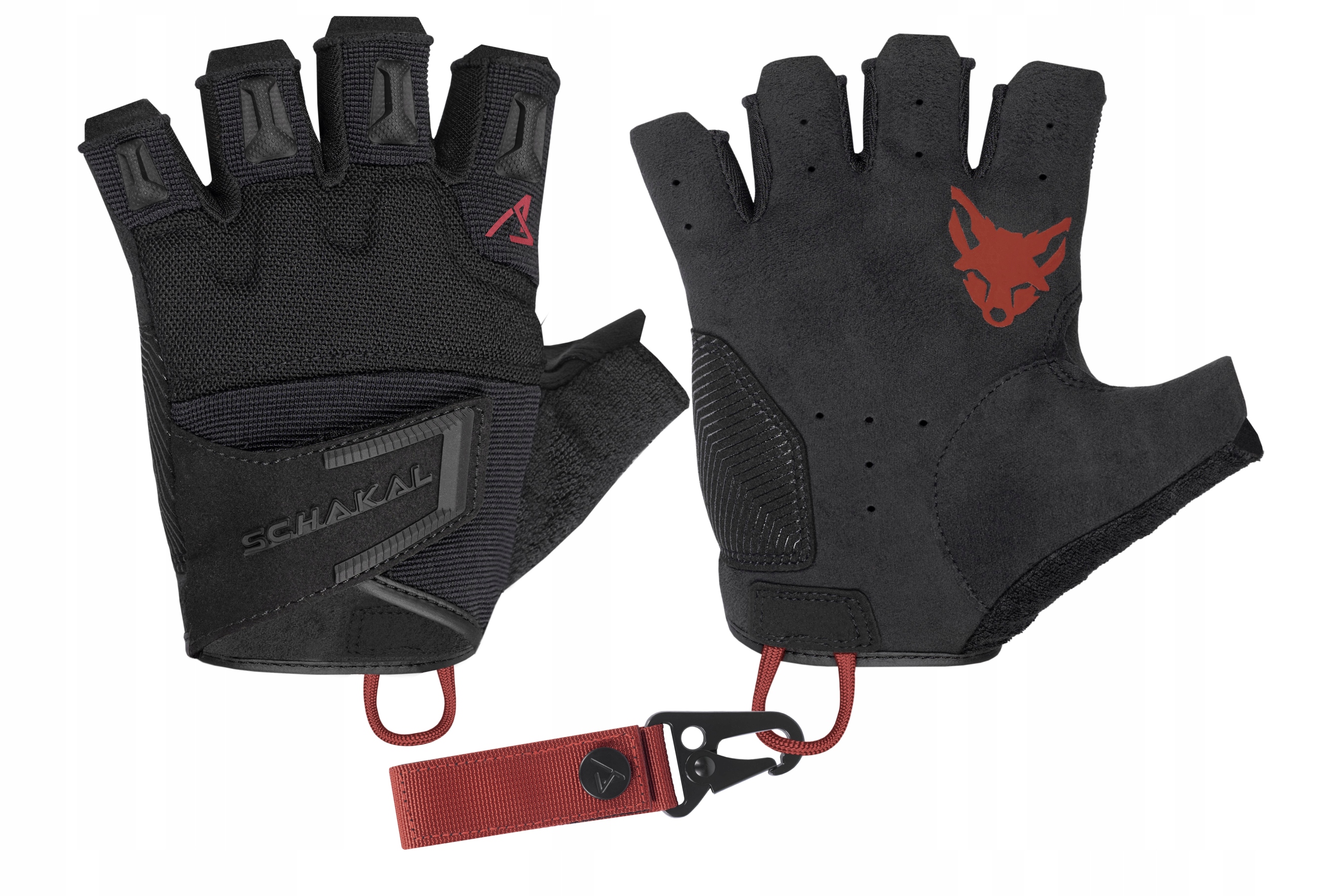 Rękawiczki taktyczne Ace Schakal Outdoor kolor Czarny/czerwony bezpalcowe L