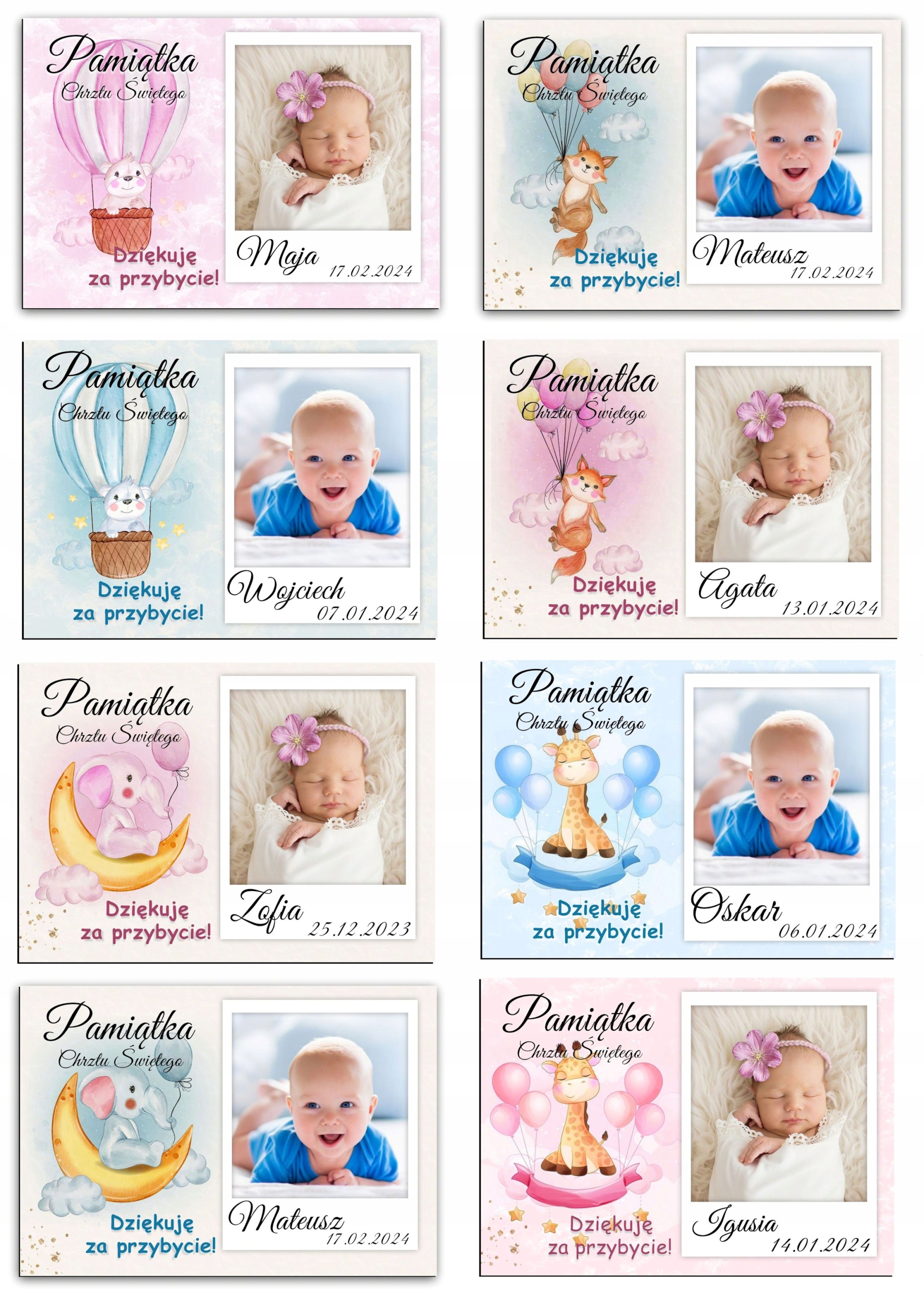 FOTO MAGNES Podziękowanie dla gości za zdjęciem Chrzest Roczek 10x7cm M11 Okazje uniwersalny