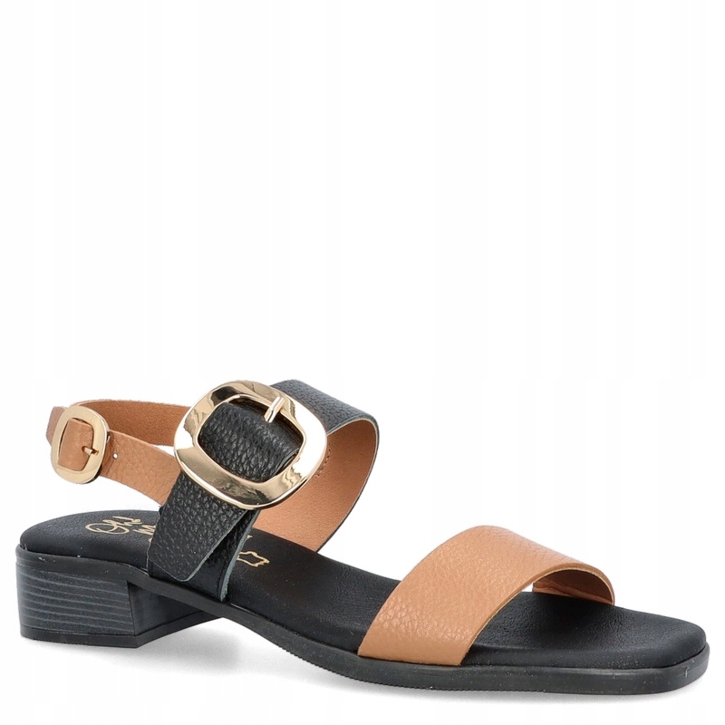 Elegantní kožené sandály Oh! My Sandals 5609 Černo Hnědé 38