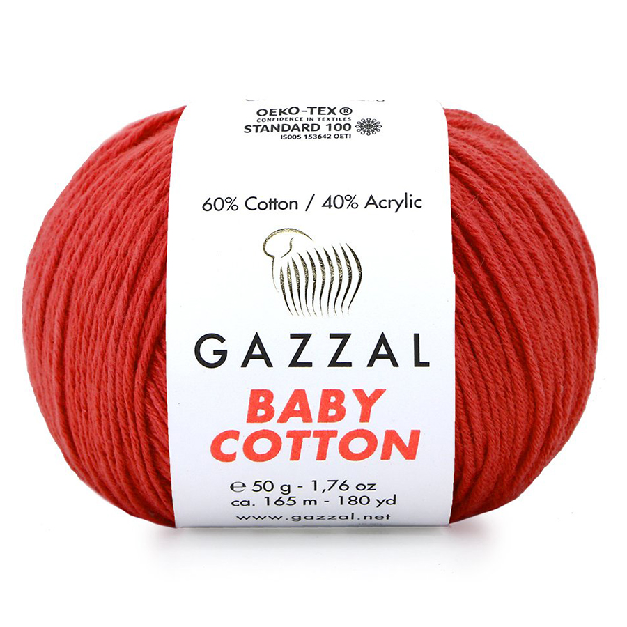 Włóczka Gazzal Baby Cotton czerwony Koralowy 3418