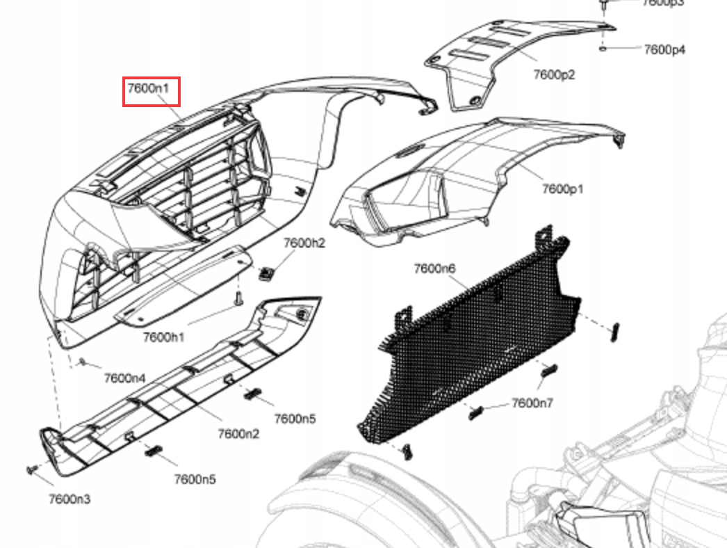 705013345 Grill, atrapa przód Can-Am Ryker Rally