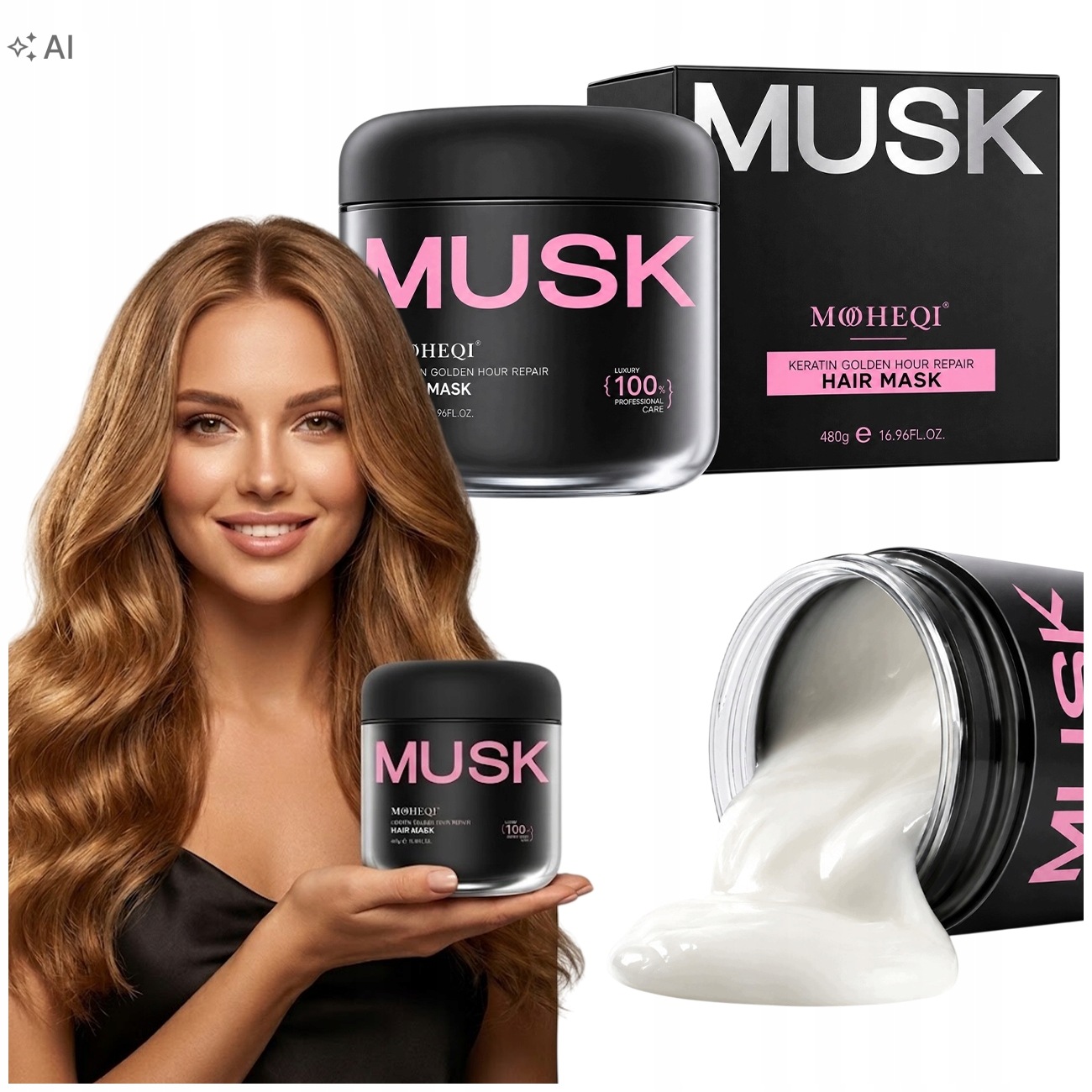 Regenerační Maska Pro Poškozené Vlasy Keratin Golden Hour 480 g Mocheqi