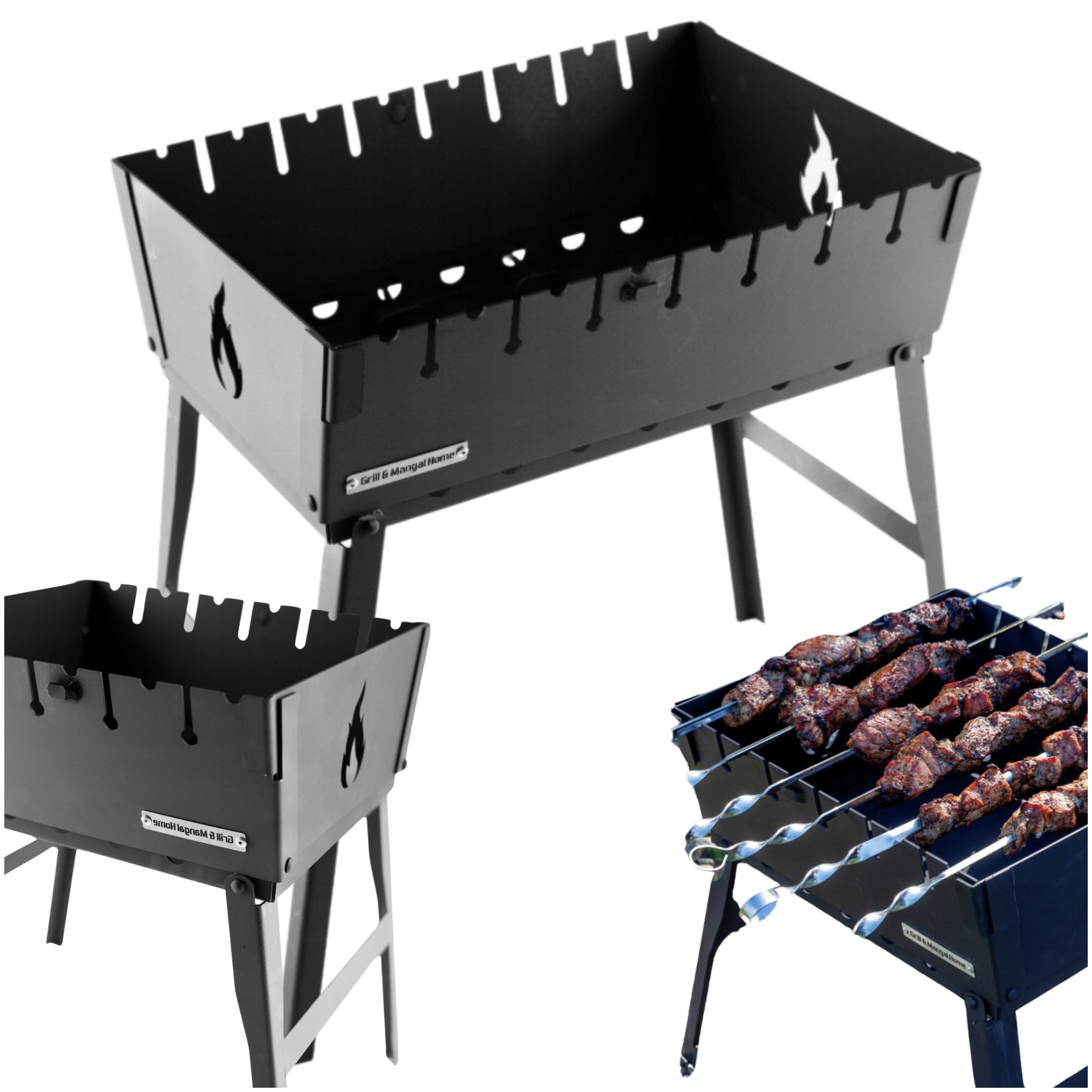 Mangal Grill Walizka Na 8 Szpikulec Etui Składany Węglowy Metal 2mm Solidny