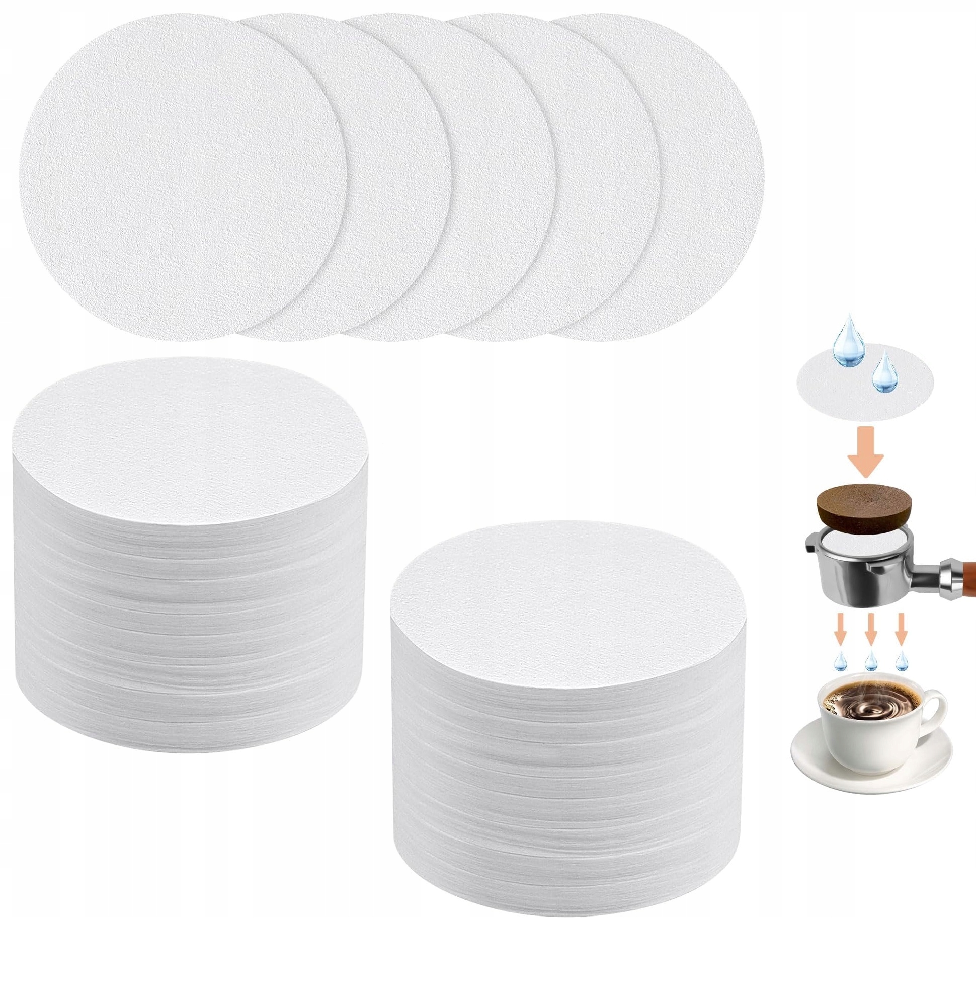400X Kulatý Přírodní Papírový Filtr Do Kávovaru Espresso Latte 64 mm