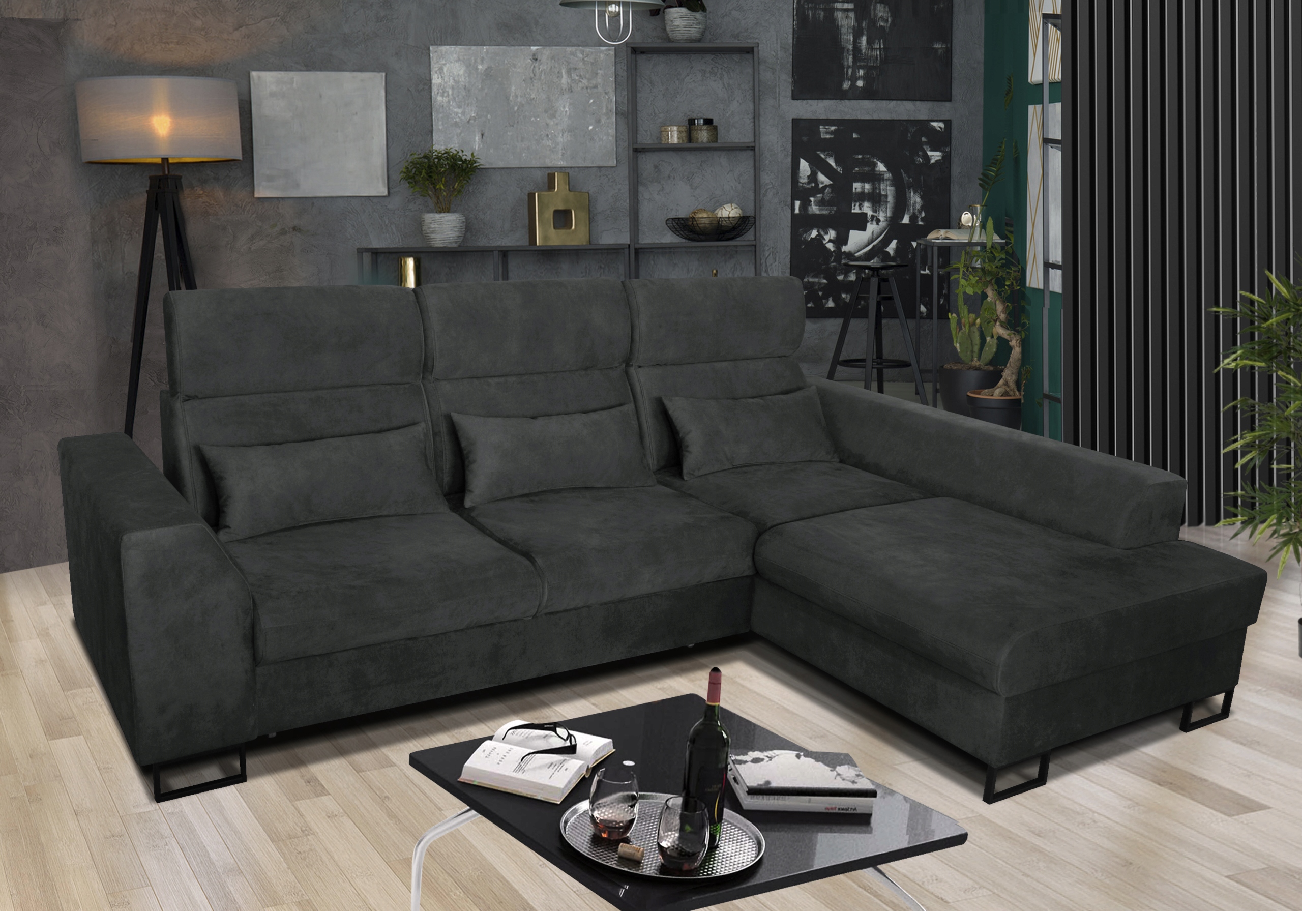 NAROŻNIK rozkładany + pojemnik regulowane zagłówki Marka Pro-S