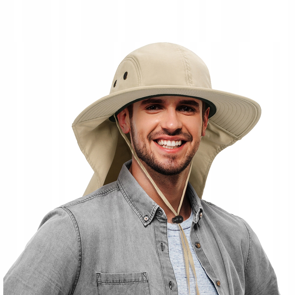 KAPELUSZ TURYSTYCZNY NA SŁOŃCE MODNY WĘDKARSKI CZAPKA Z NAKARCZKIEM BEŻOWY Marka bez marki