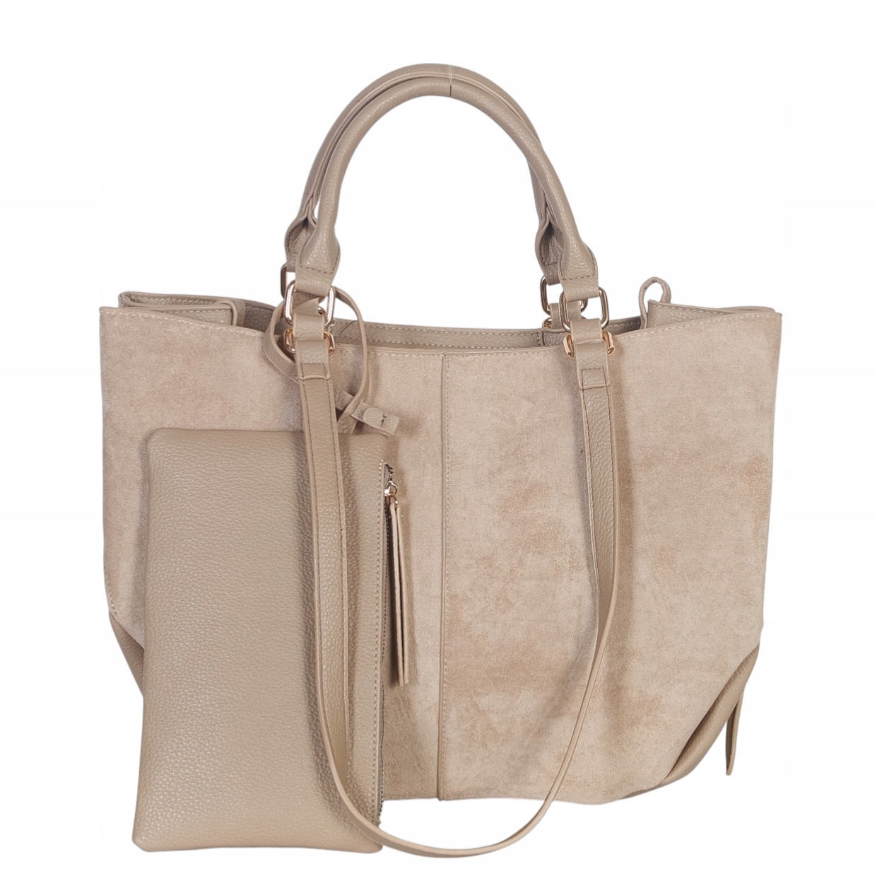 Gallantry Paris Genialna torebka shopper skóra zamsz Łódka Pola Portfelik