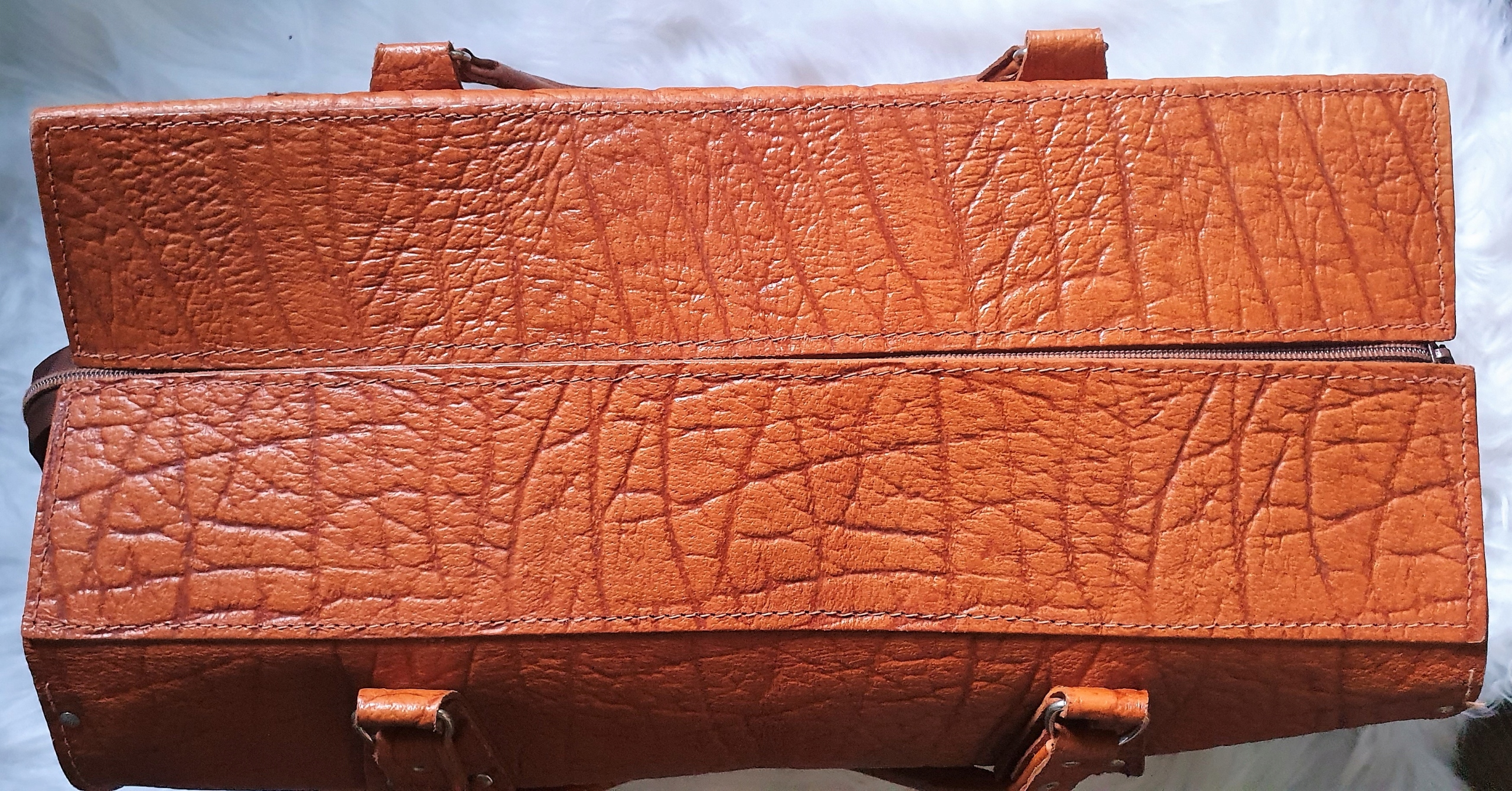 DUŻA AKTÓWKA LEKARSKA TECZKA TORBA VINTAGE SKÓRZANA RETRO SKÓRA UNIKAT !!! Odcień miedziany