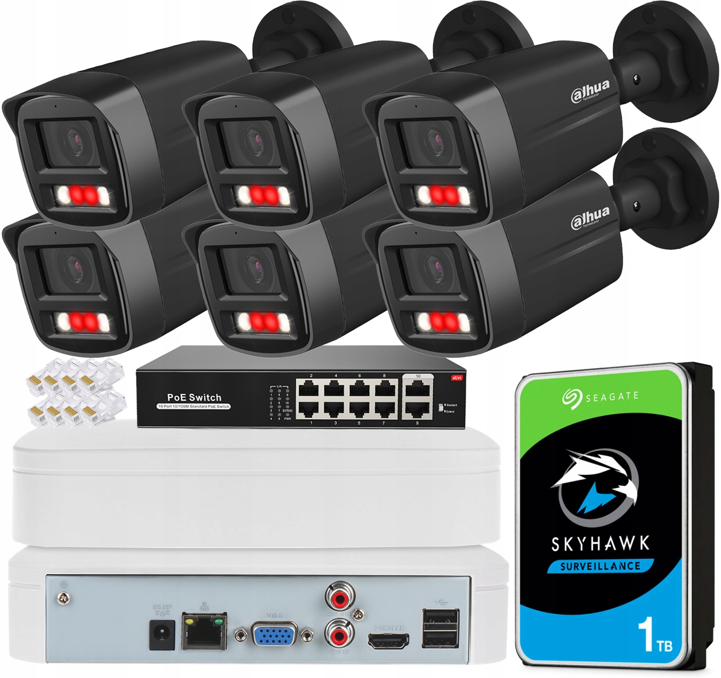 Sada na monitorovanie Dahua Bez kábla 6 kamier 4Mpx Ir/led Aplikácia Detekcia