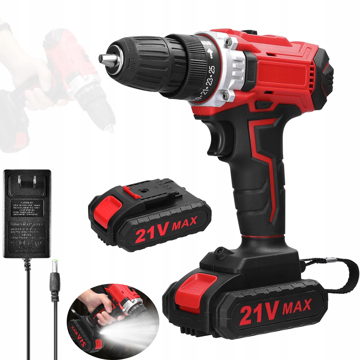 Příklepová Aku Vrtačka Bity Sada 2 Rychlostí +aku