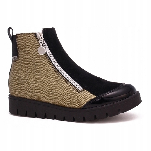 Botki ocieplane BARTEK dla dziewcząt beżowo-czarny r.36