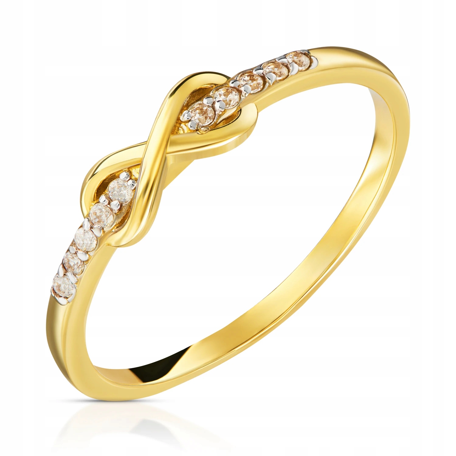 Zlatý Prstýnek 585 Nekonečno S Plochým Vzorem Zirkony VEL.19