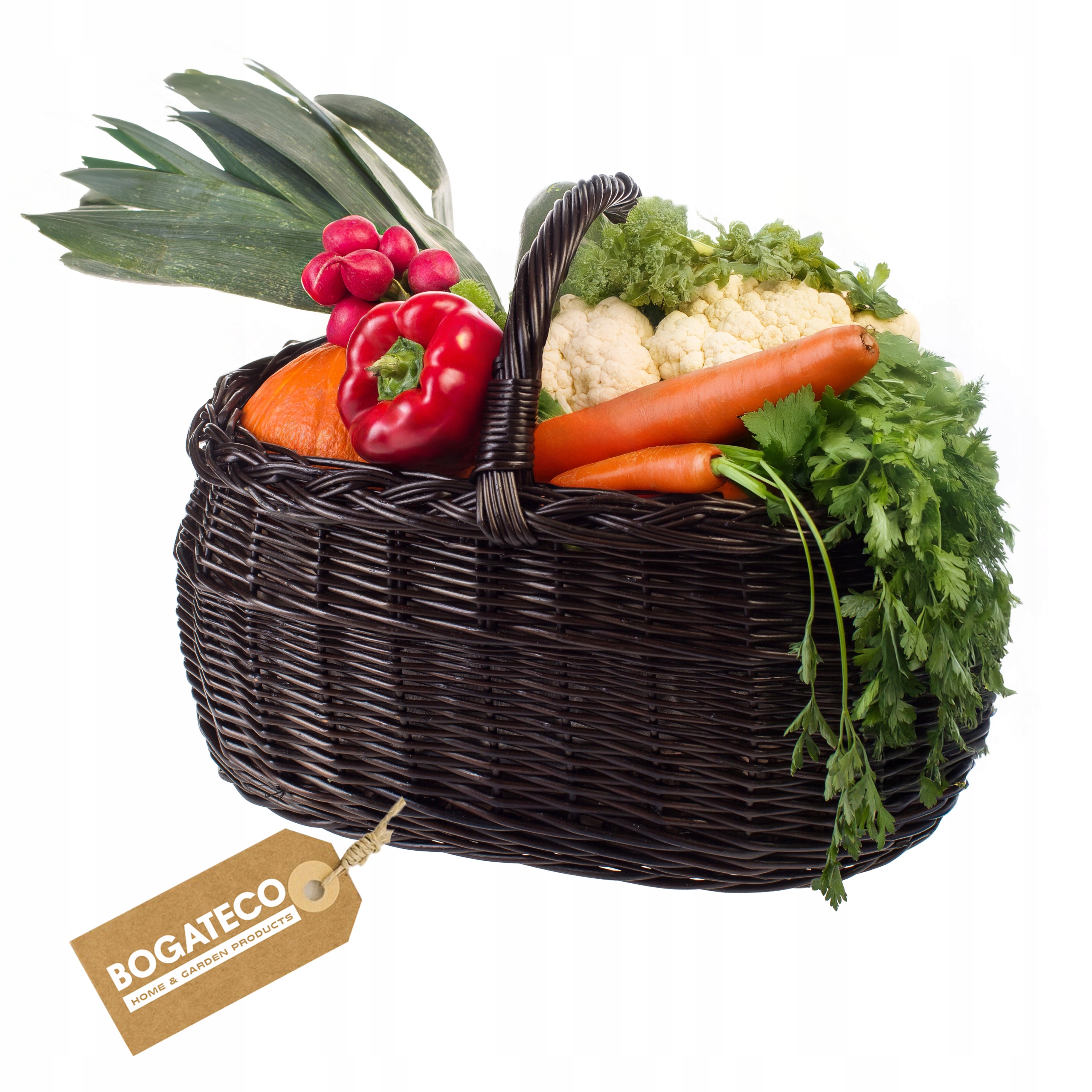 Proutěný Koš Na Nákupy Piknik Houby Pro Skladování Velký Černý