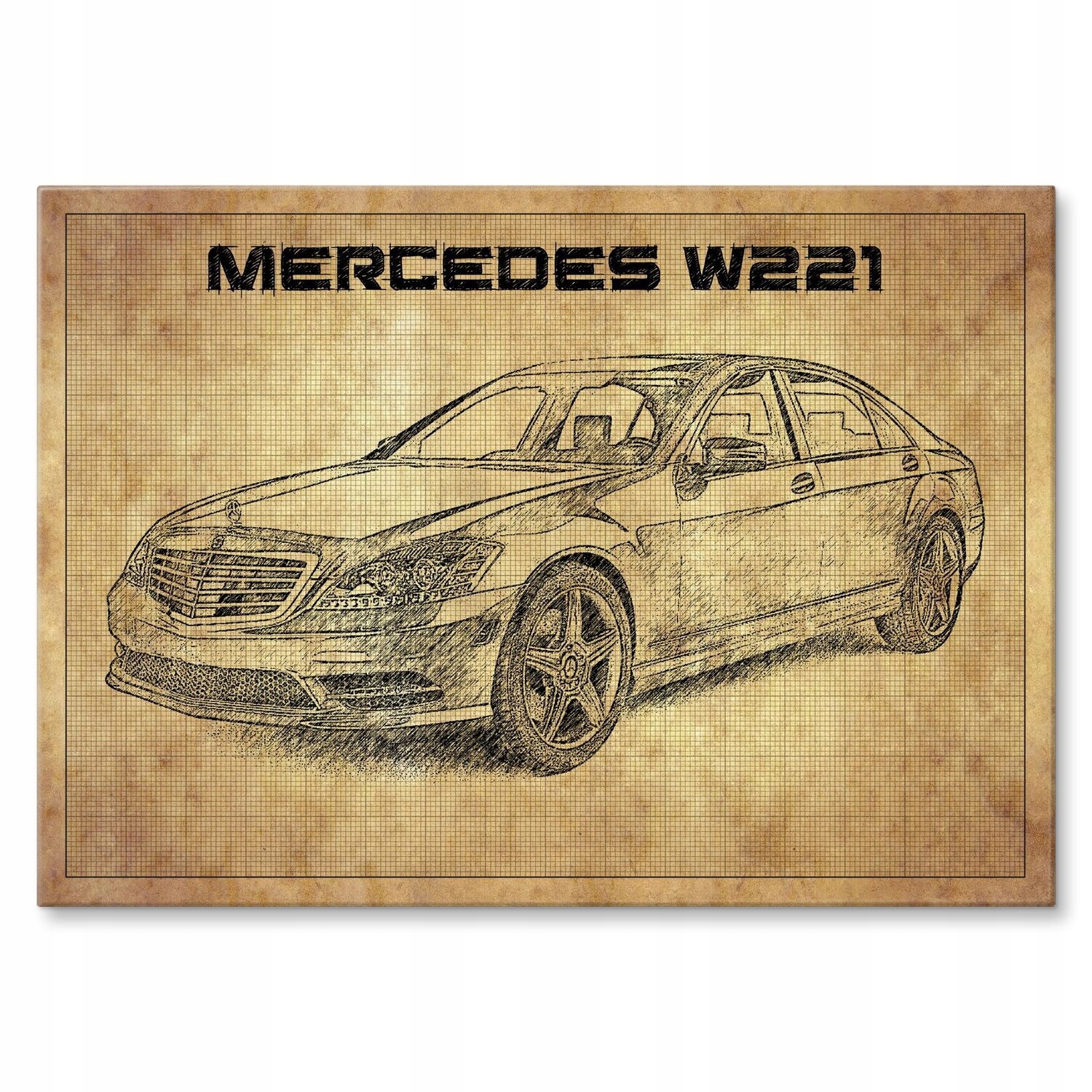 Kovový plakát mercedes w221 přední Dárek 42 x 59 cm