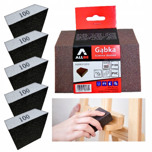 5x GĄBKA ŚCIERNA KOSTKA KLOCEK DO SZLIFOWANIA P100 SKOŚNA SZLIFIERSKA MOCNA