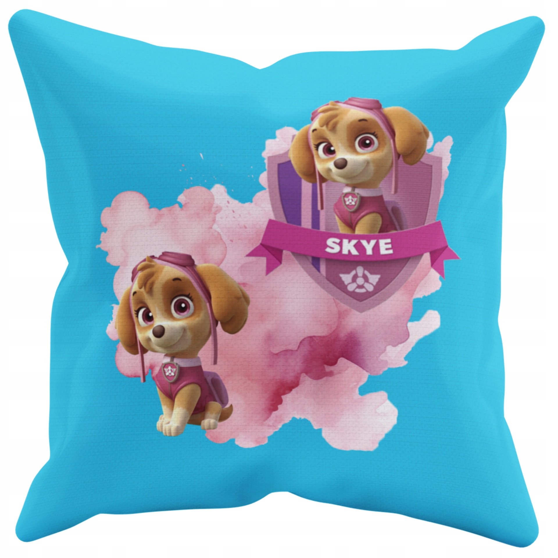 POSZEWKA NA PODUSZKĘ JAŚKA DO PRZEDSZKOLA PSI PATROL SKYE + IMIĘ GRATIS Kolor dominujący odcienie niebieskiego