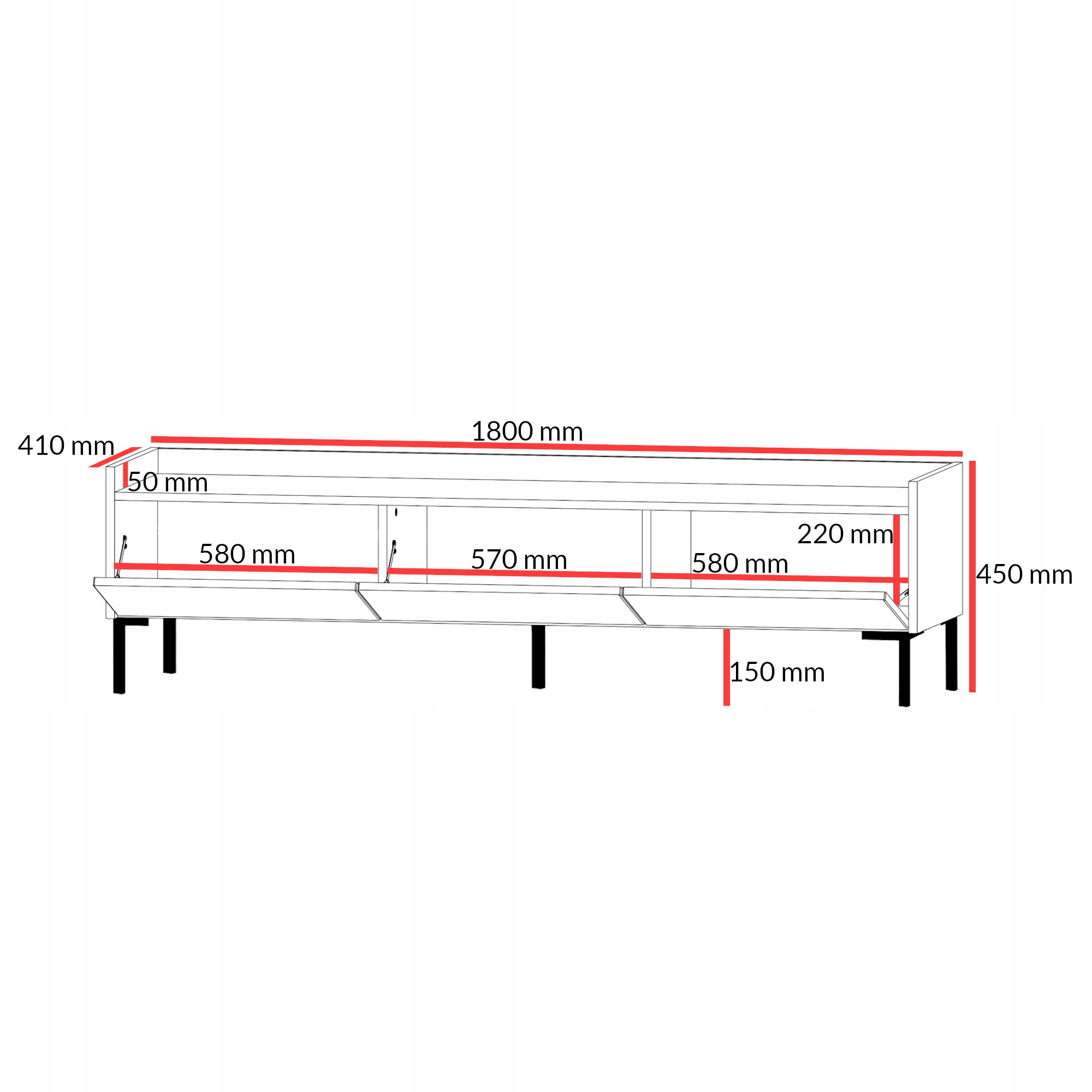 Szafka RTV stojąca Liam 180 Dąb Cremona