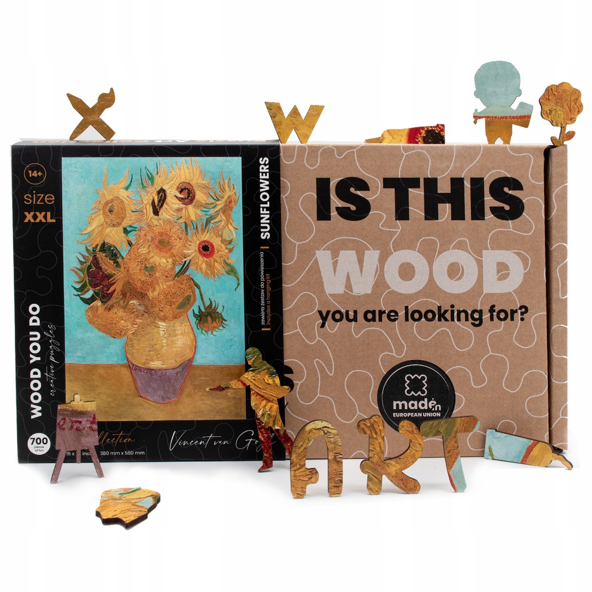Puzzle drewniane WOOD YOU DO | SŁONECZNIKI Vincent van Gogh | 700 el | XXL Materiał drewno
