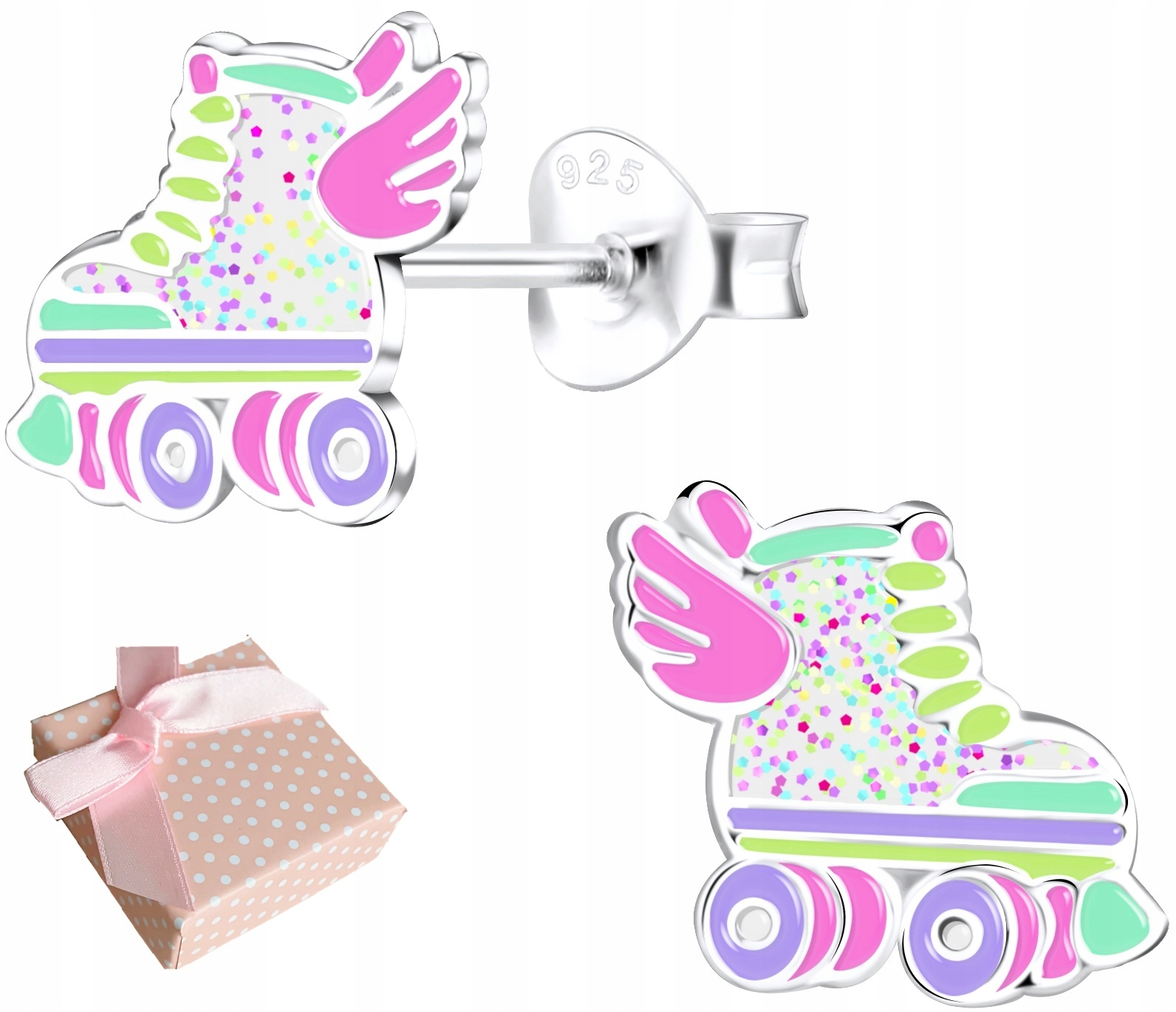 SREBRNE KOLCZYKI 925 DZIECKO DZIEWCZYNKA wkrętki ROLKI WROTKI na prezent