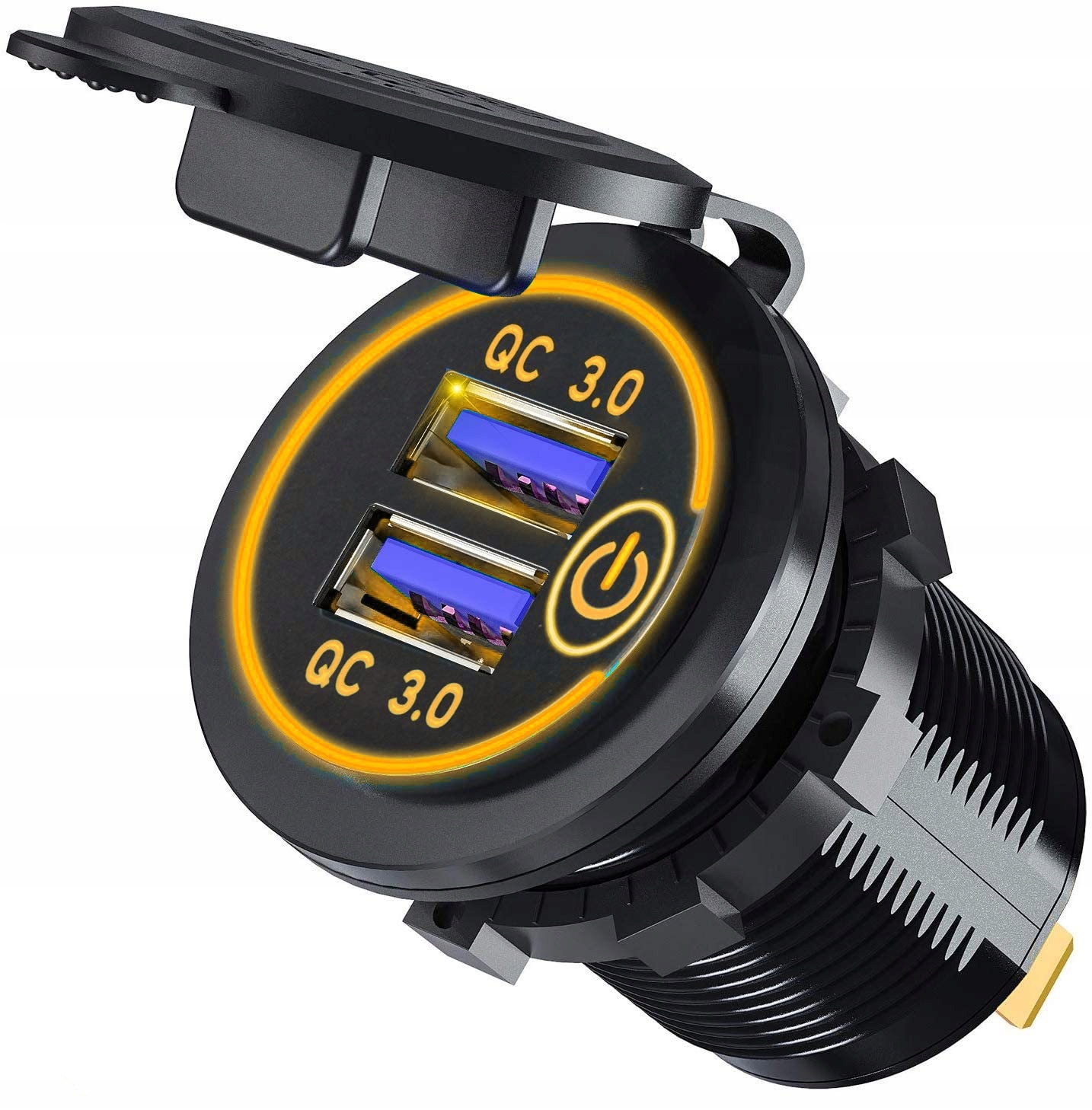 GNIAZDO ŁADOWANIA QC3.0 2x USB QUICK CHARGE ORANGE