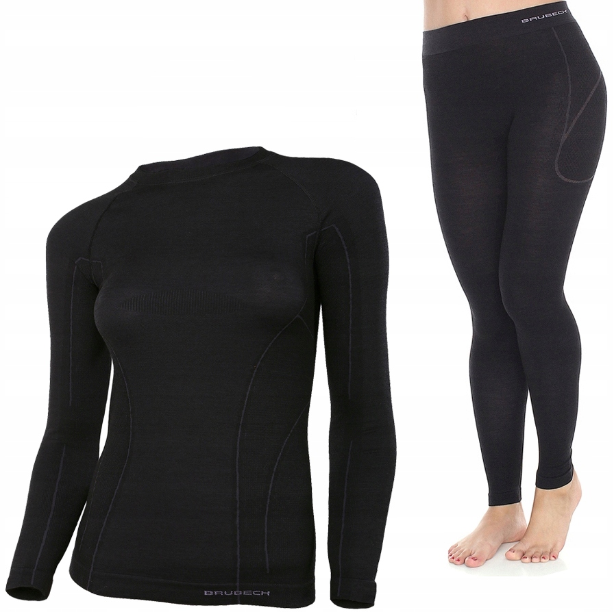 Brubeck Komplet Odzieży 1ST Layer Active Wool Damski Merino Poliamid Blk L