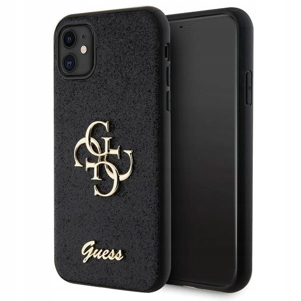 Pouzdro Guess Glitter Script Big 4G pro iPhone 11 Xr černé