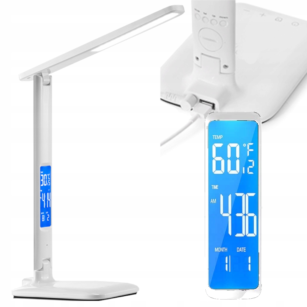 

Lampka Led Biurkowa Szkolna Biurko Zegar Kalendarz