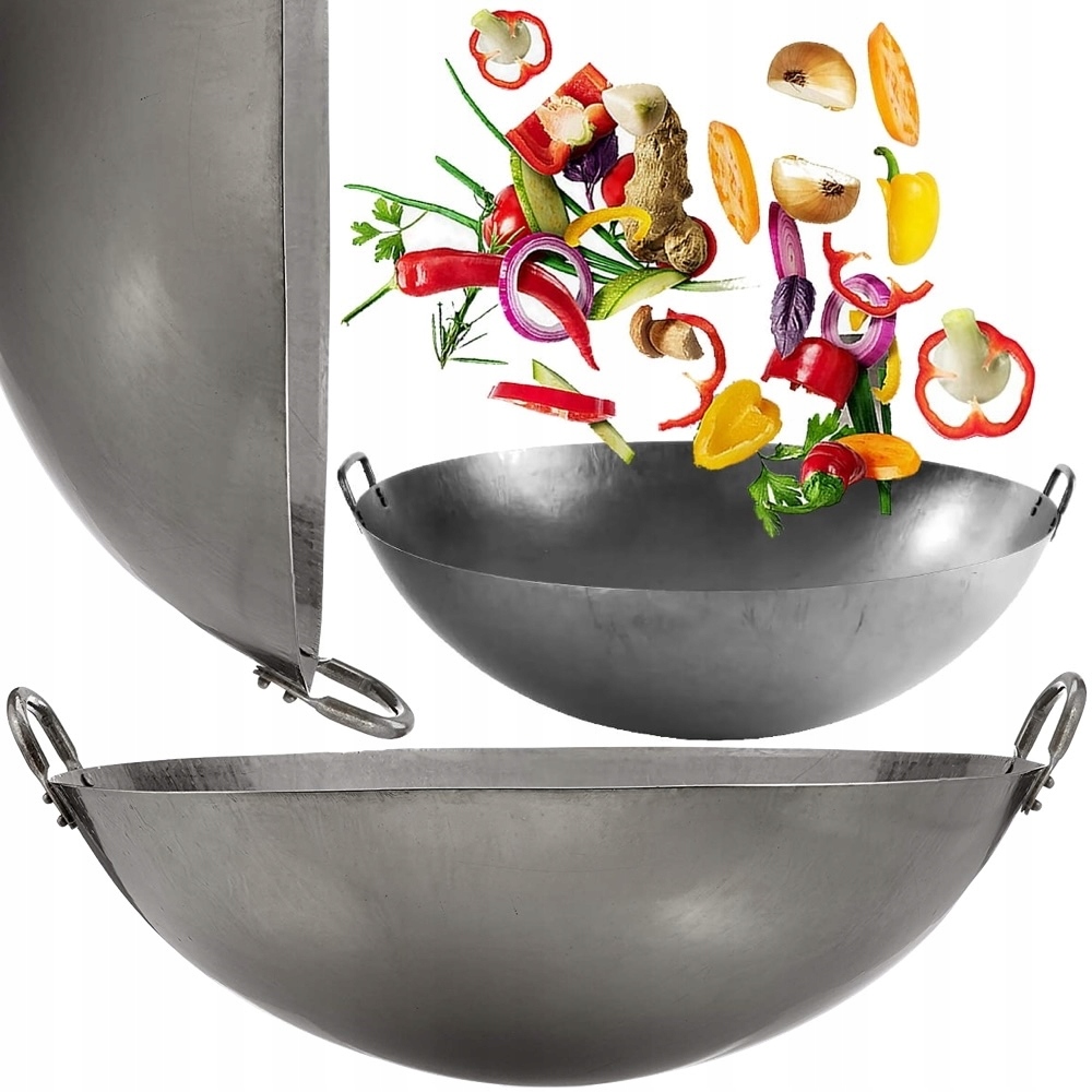 Čínska veľká Panvica Wok z uhlíkovej ocele 18 palcov, priemer 45 cm Proorient
