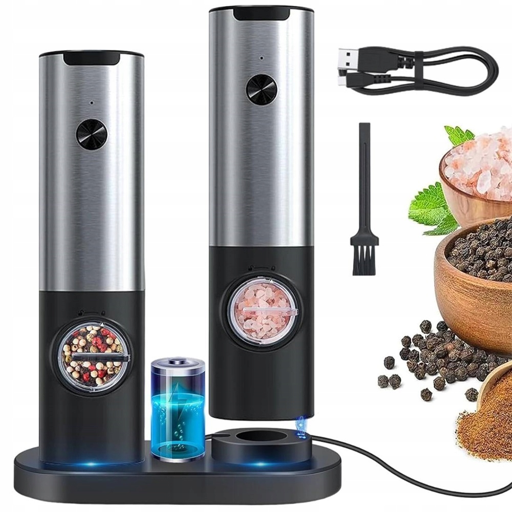 Elektrický Mlýnek Na Pepř, Sůl, Sada 2 Ks, Přesné Broušení, Led
