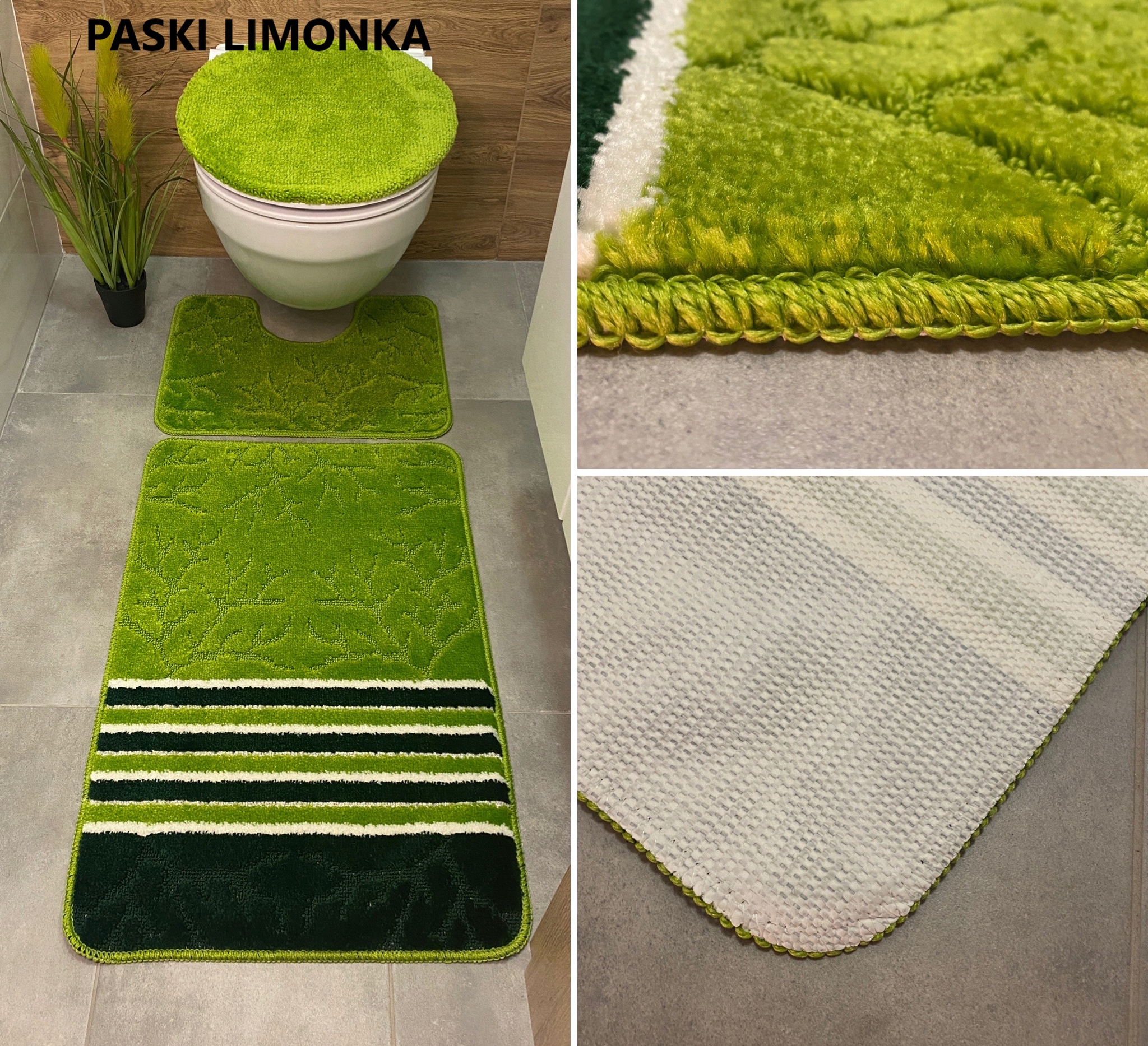 ŁAZIENKOWY DYWANIK 3 CZ. ANTYPOŚLIZGOWY MIX WZORÓW Kształt prostokąt