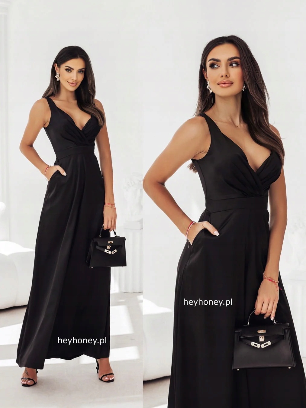 Elegantní kombinéza s širokými nohavicemi Černá Carmela M