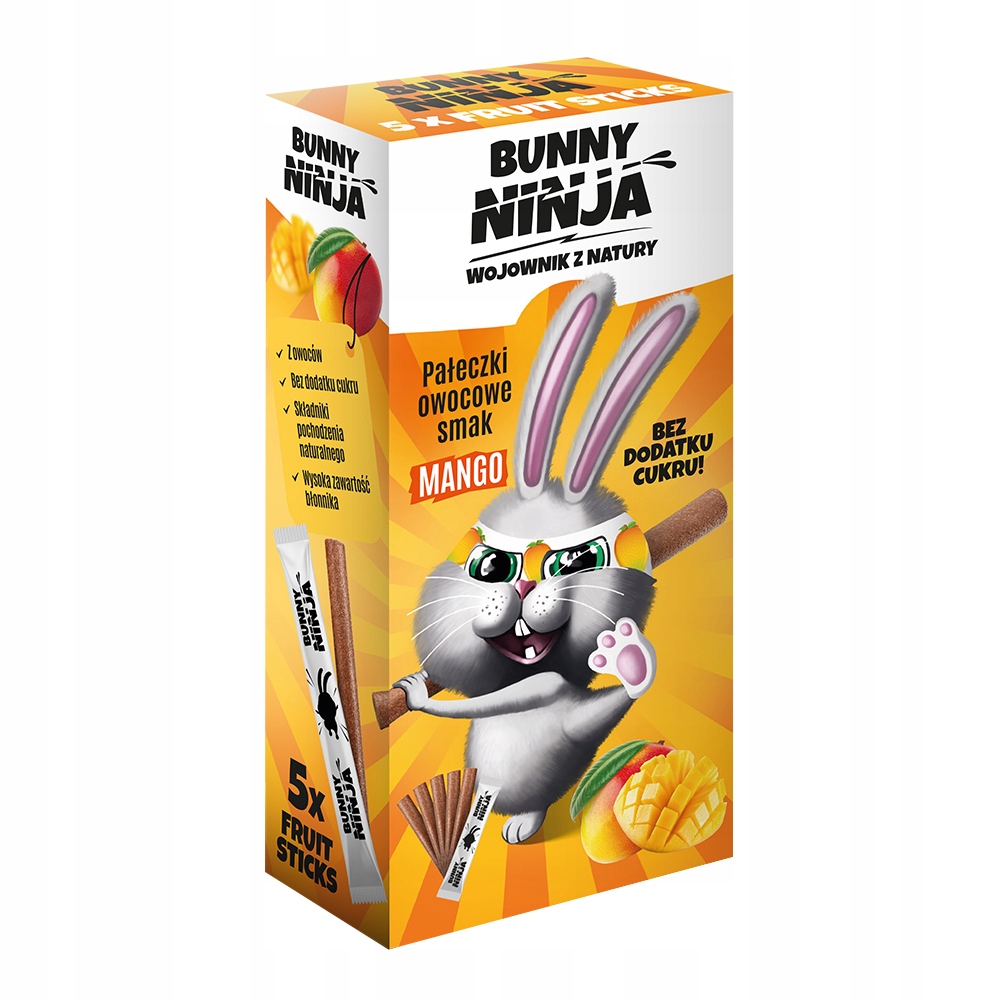 BUNNY NINJA PRZEKĄSKA OWOCOWA JABŁKO MANGO KSZTAŁT PAŁECZEK 5x10g