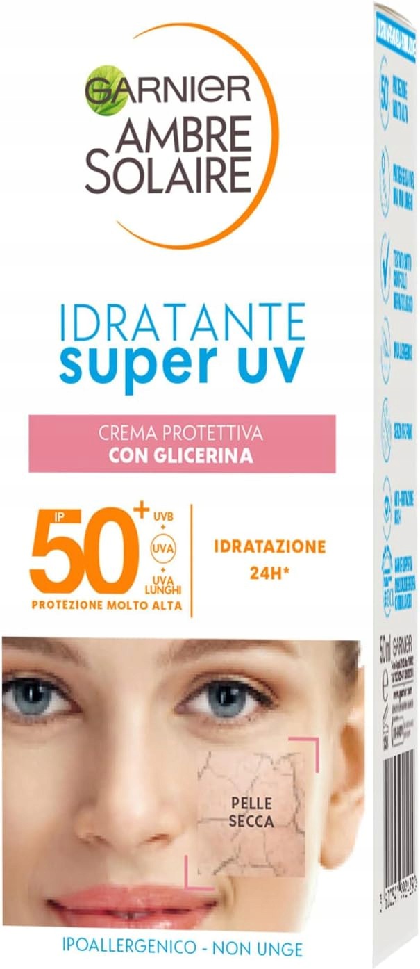 Garnier Ambre Solaire krém na obličej Spf 50 50 ml Hydratační, hypoalergenní
